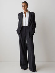 Black High-Rise Wide-Leg Wool-Blend Pant rw&co On Sale