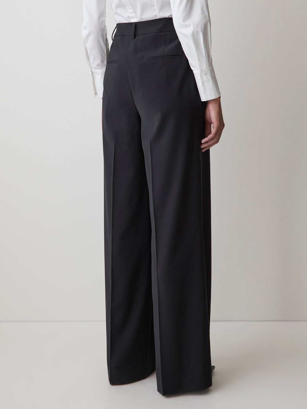 Black High-Rise Wide-Leg Wool-Blend Pant rw&co On Sale