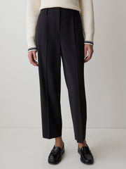 Black High-Rise Tapered-Leg Wool-Blend Pant rw&co Special Offer