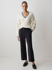 Black High-Rise Tapered-Leg Wool-Blend Pant rw&co Special Offer