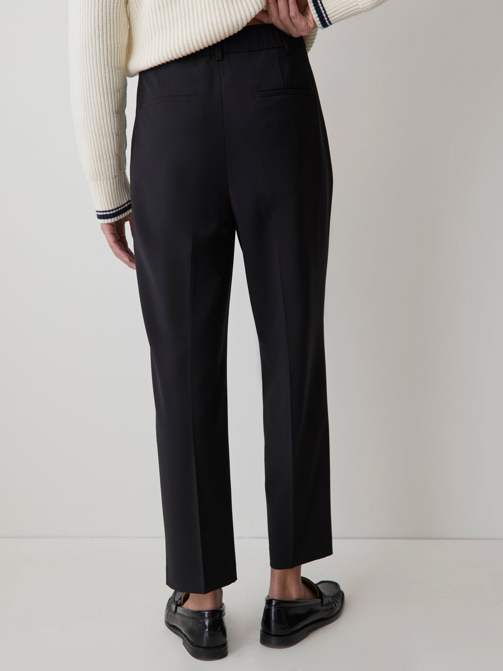 Black High-Rise Tapered-Leg Wool-Blend Pant rw&co Special Offer