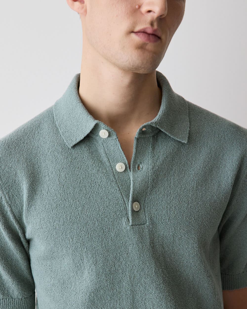 Short-Sleeve Bouclé Polo Sweater rw&co Special Promo Price