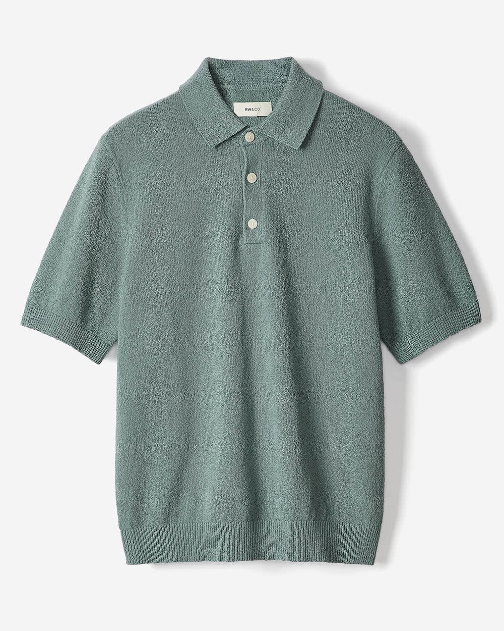 Short-Sleeve Bouclé Polo Sweater rw&co Special Promo Price