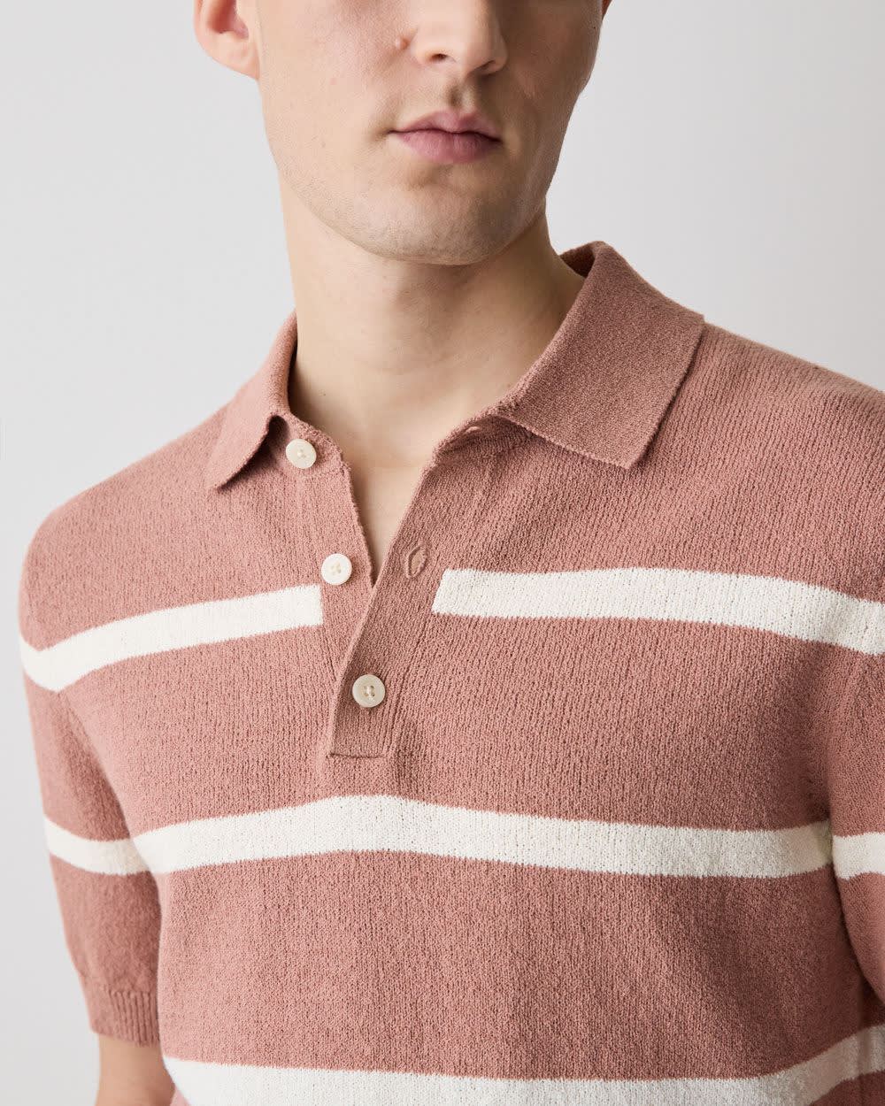 Short-Sleeve Bouclé Polo Sweater rw&co Special Promo Price