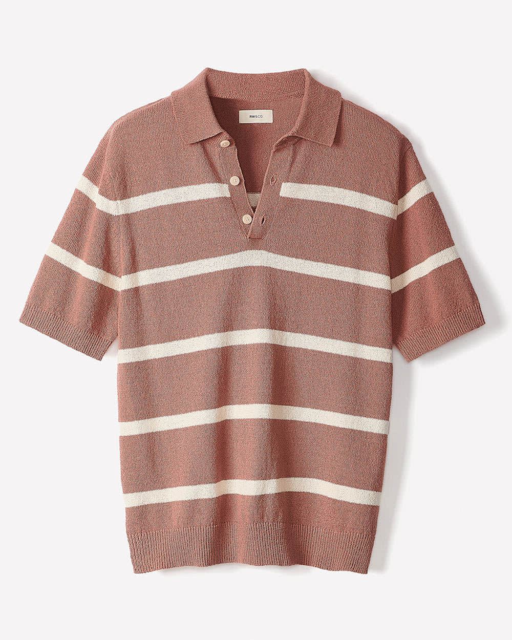 Short-Sleeve Bouclé Polo Sweater rw&co Special Promo Price