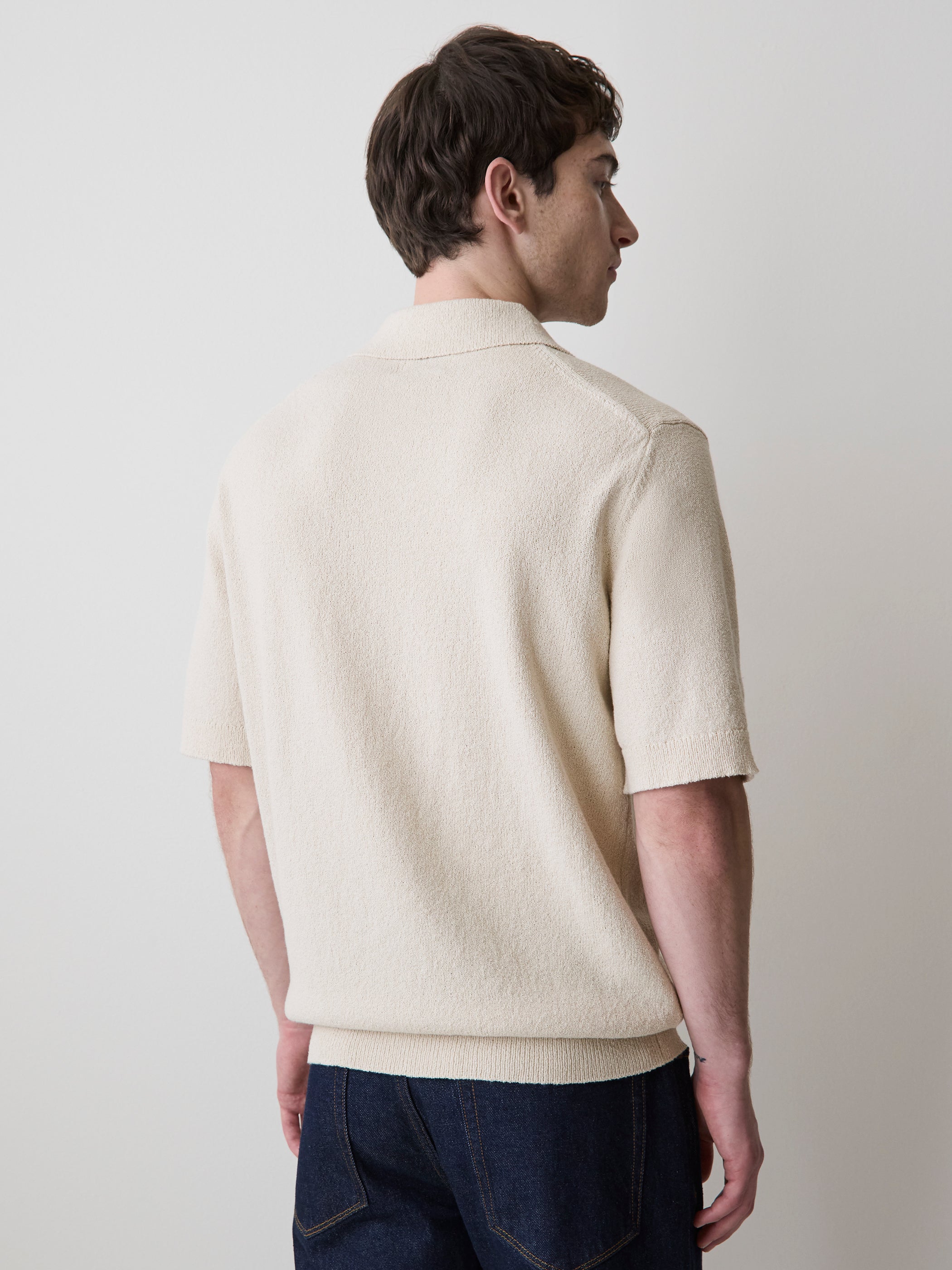 Short-Sleeve Bouclé Polo Sweater rw&co Special Promo Price