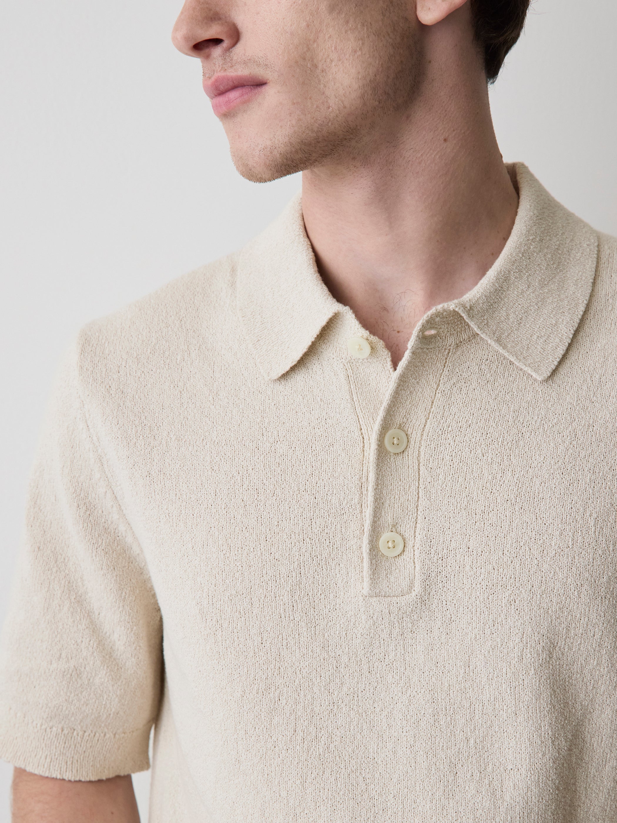 Short-Sleeve Bouclé Polo Sweater rw&co Special Promo Price