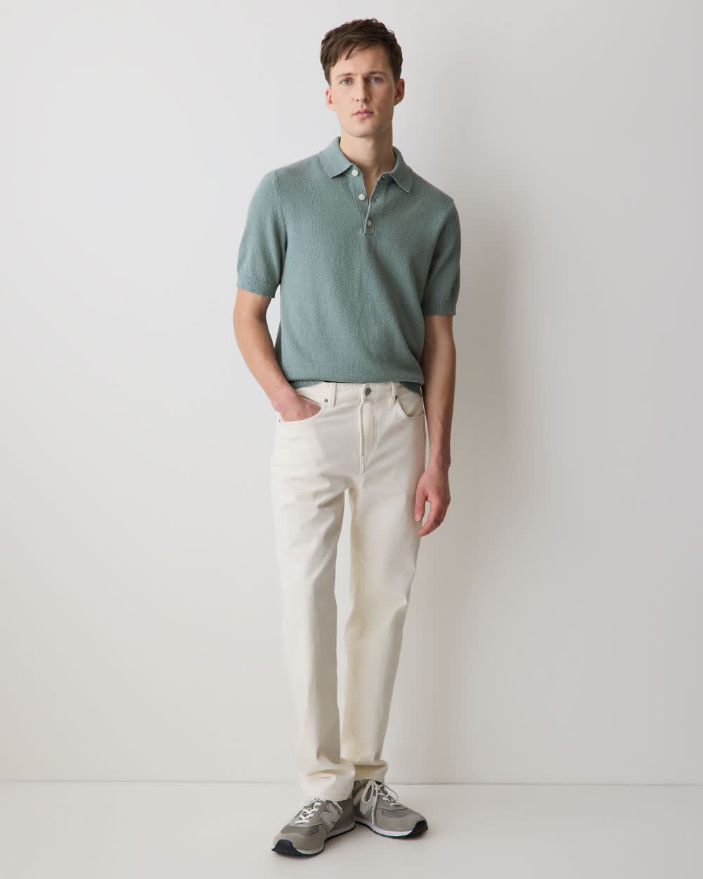 Short-Sleeve Bouclé Polo Sweater rw&co Special Promo Price