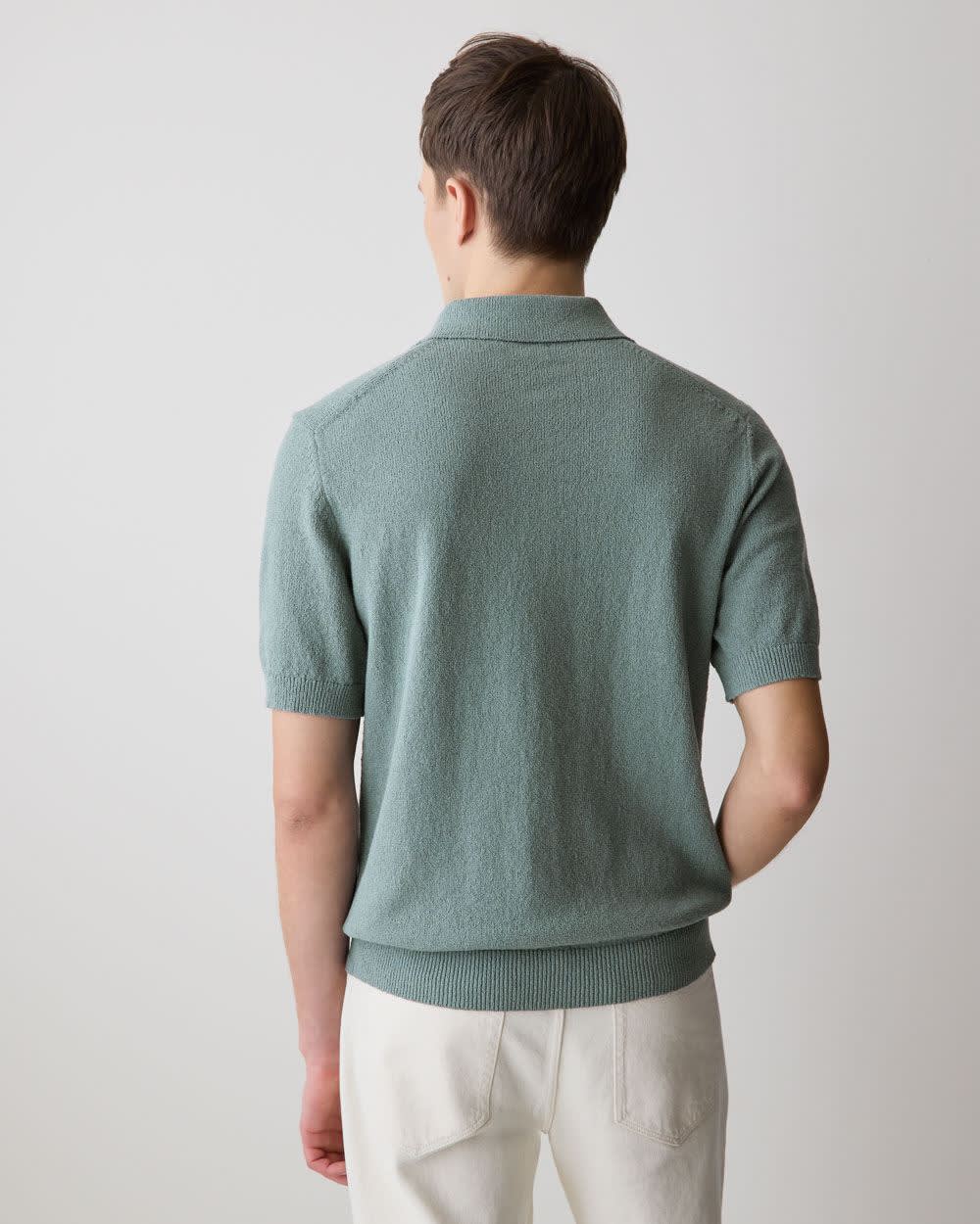 Short-Sleeve Bouclé Polo Sweater rw&co Special Promo Price