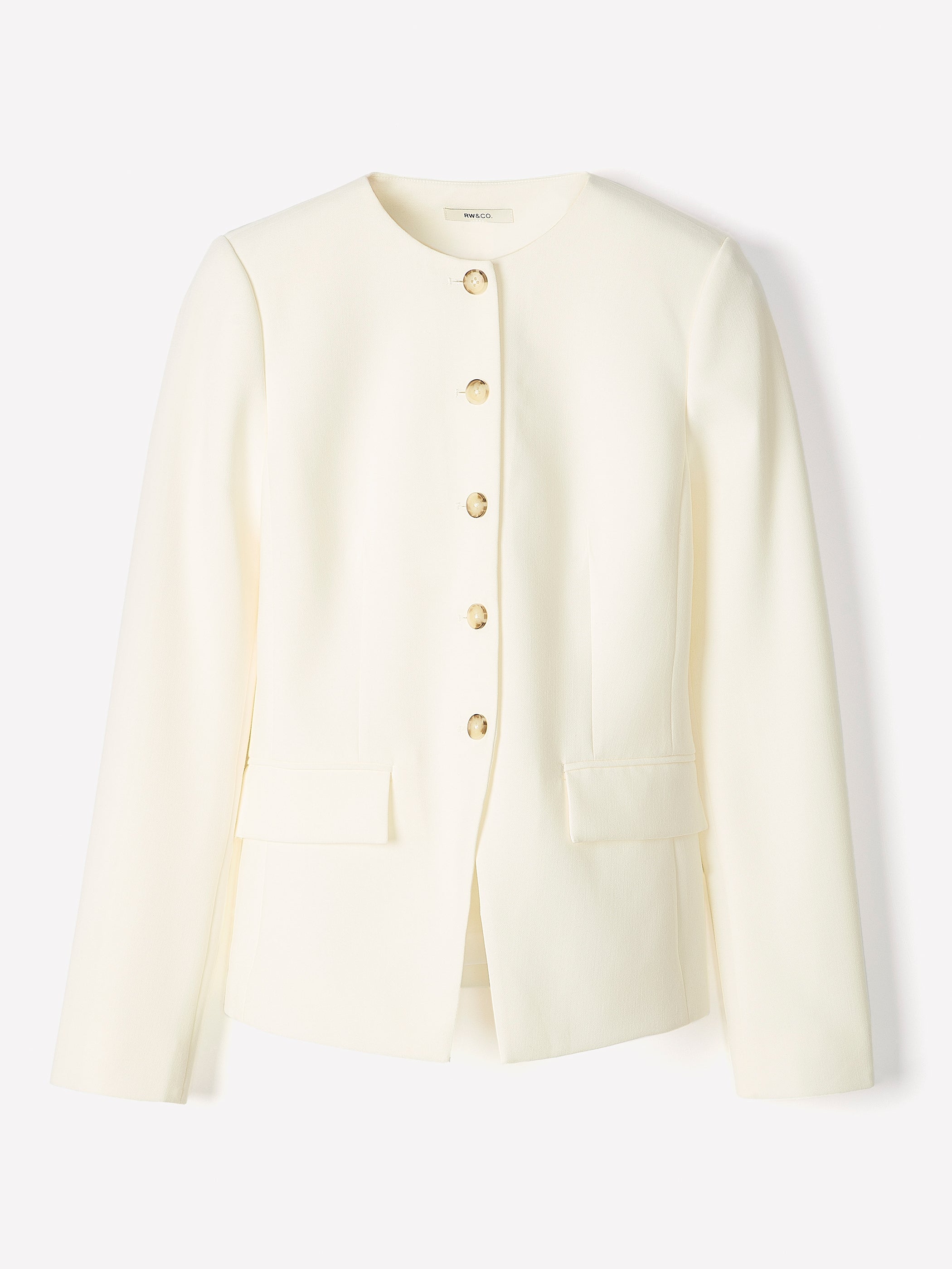 Collarless Fitted Blazer rw&co Limited Time Discount