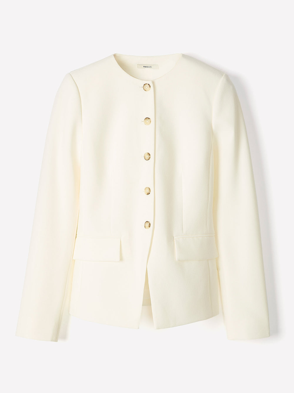 Collarless Fitted Blazer rw&co Limited Time Discount