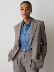 Taupe Oversized One-Button Blazer rw&co Limited Time Discount