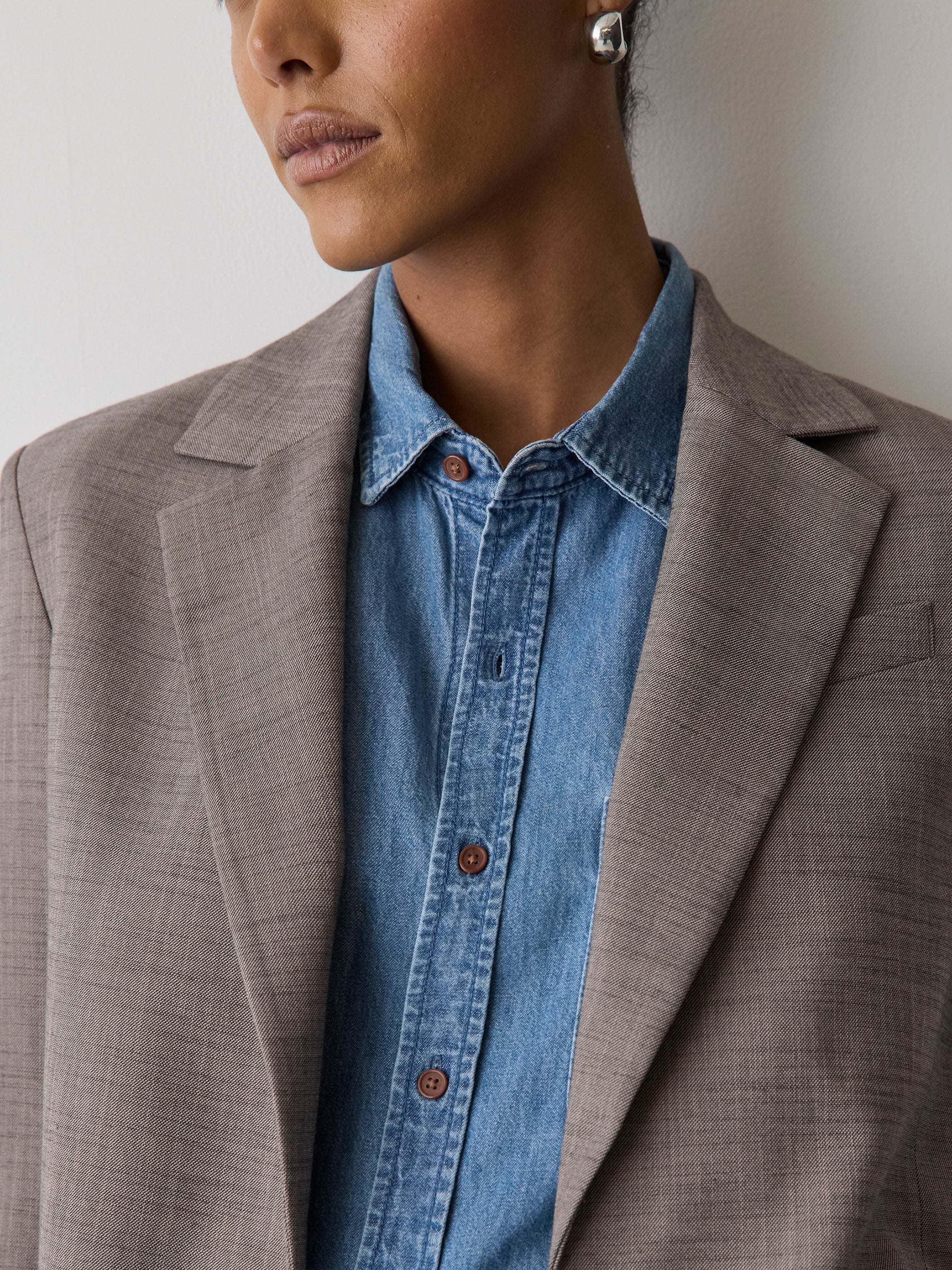 Taupe Oversized One-Button Blazer rw&co Limited Time Discount