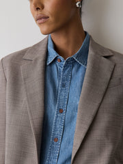 Taupe Oversized One-Button Blazer rw&co Limited Time Discount