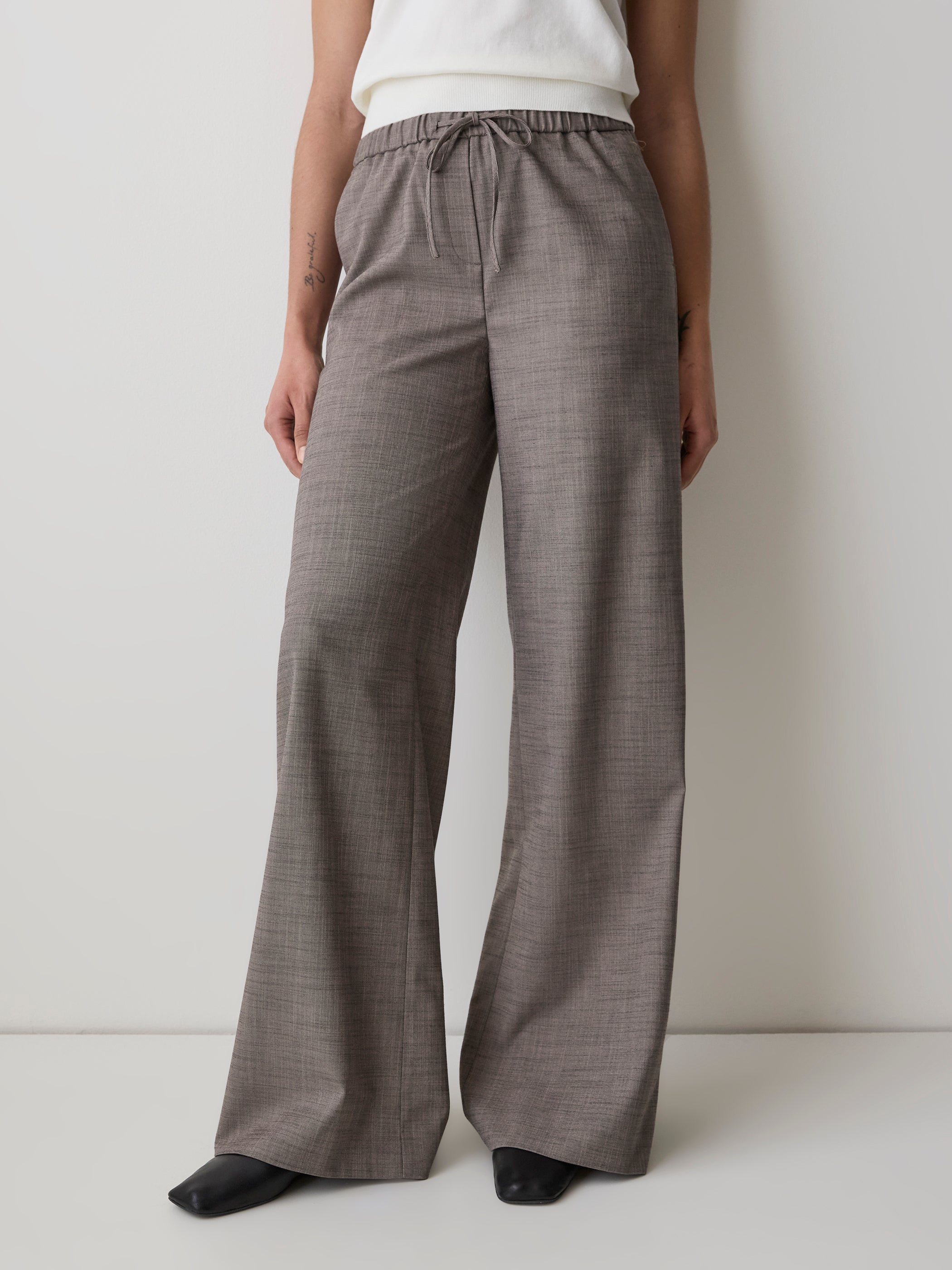 Twill Mid-Rise Wide-Leg Pant rw&co Special Promo Price