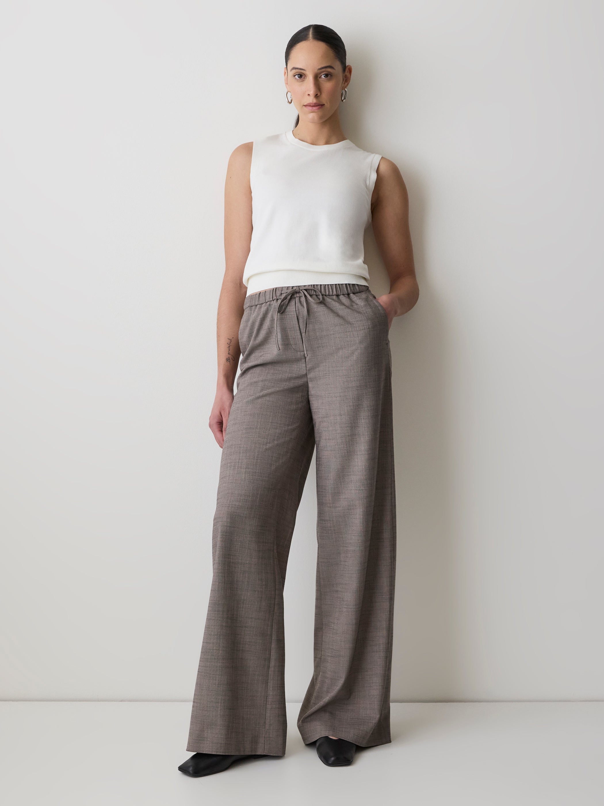 Twill Mid-Rise Wide-Leg Pant rw&co Special Promo Price