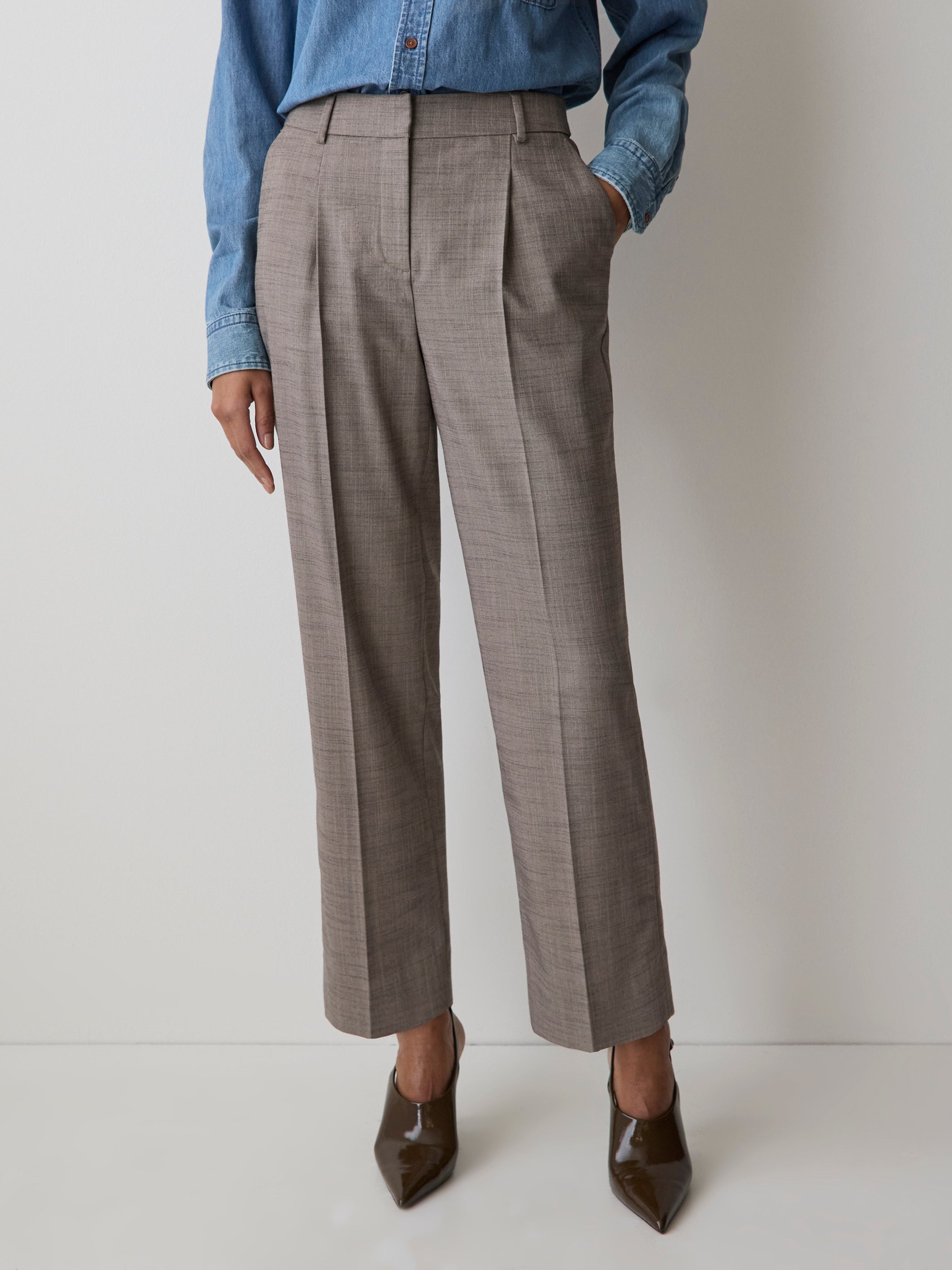 Taupe Tapered-Leg High-Rise Ankle Pant rw&co Exclusive Sale Price