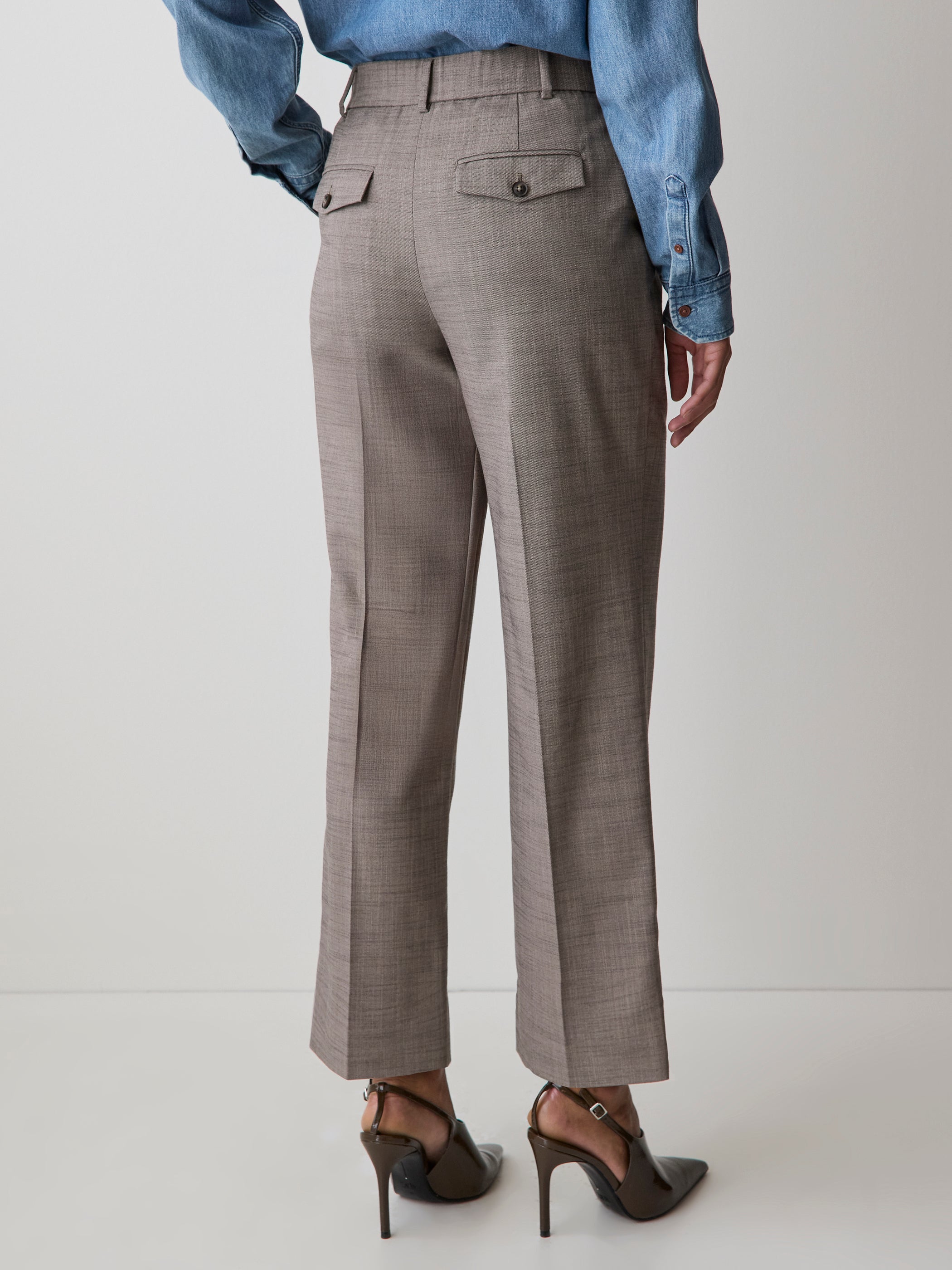 Taupe Tapered-Leg High-Rise Ankle Pant rw&co Exclusive Sale Price