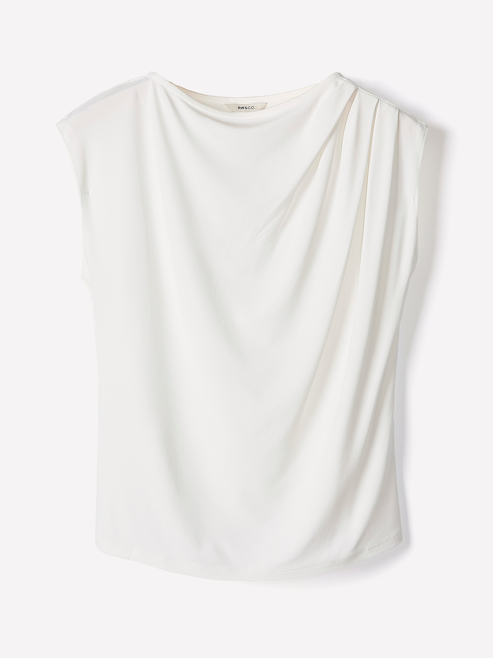 Extended-Sleeve Boat-Neck Top with Pleated Details rw&co Exclusive Sale Price