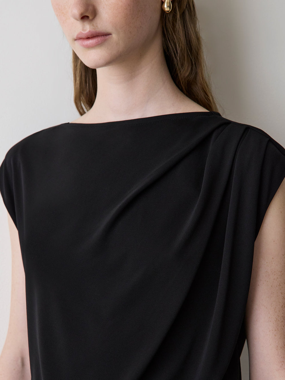 Extended-Sleeve Boat-Neck Top with Pleated Details rw&co Exclusive Sale Price