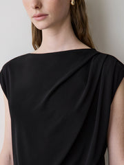 Extended-Sleeve Boat-Neck Top with Pleated Details rw&co Exclusive Sale Price