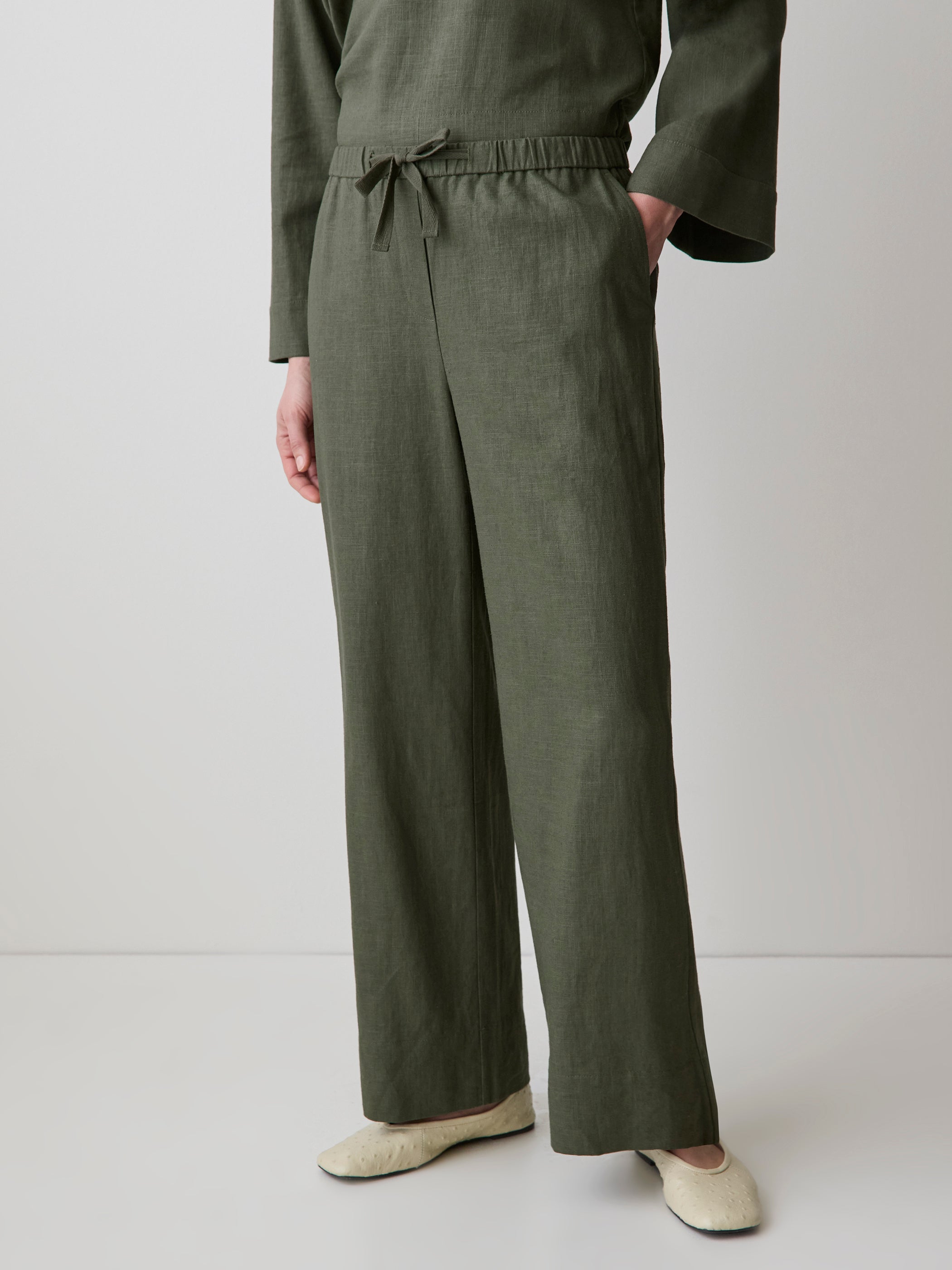 Linen Mid-Rise Straight-Leg Pant rw&co On Sale