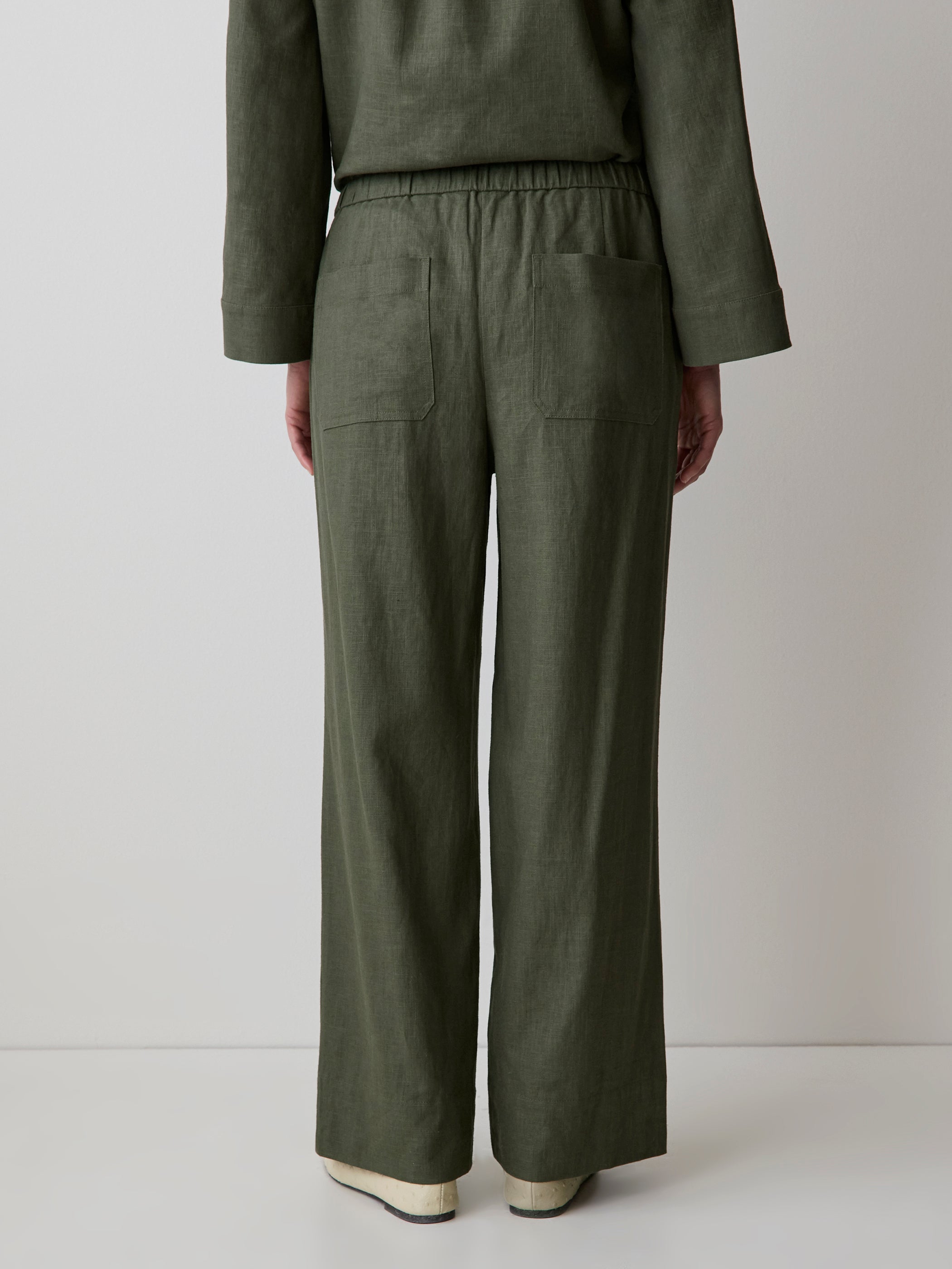 Linen Mid-Rise Straight-Leg Pant rw&co On Sale