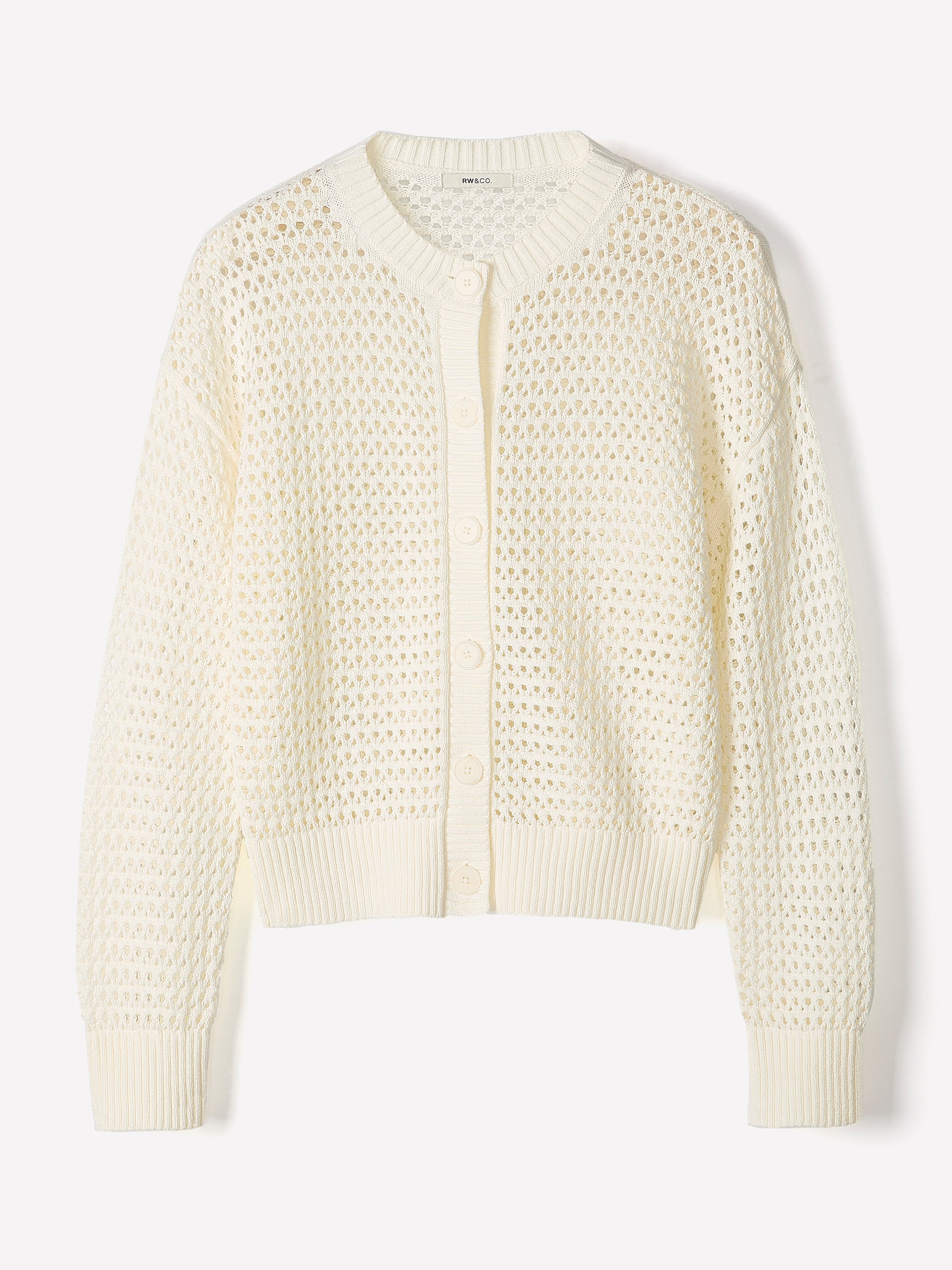 Long-Sleeve Open-Stitch Cardigan rw&co Special Offer