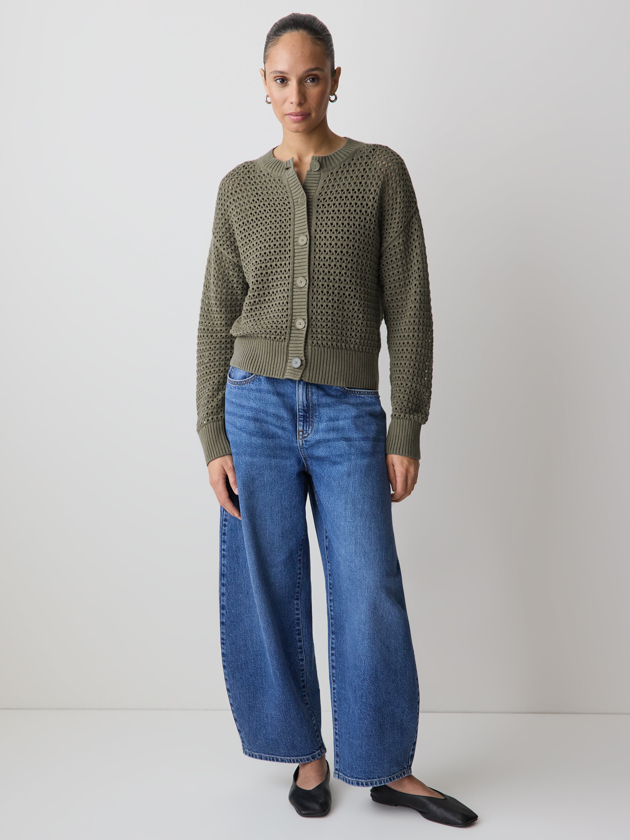 Long-Sleeve Open-Stitch Cardigan rw&co Special Offer