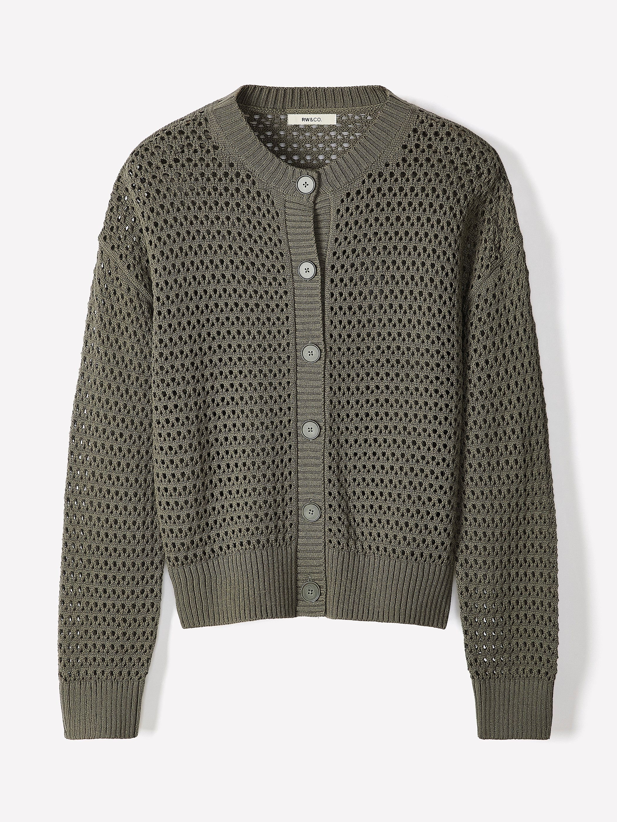 Long-Sleeve Open-Stitch Cardigan rw&co Special Offer