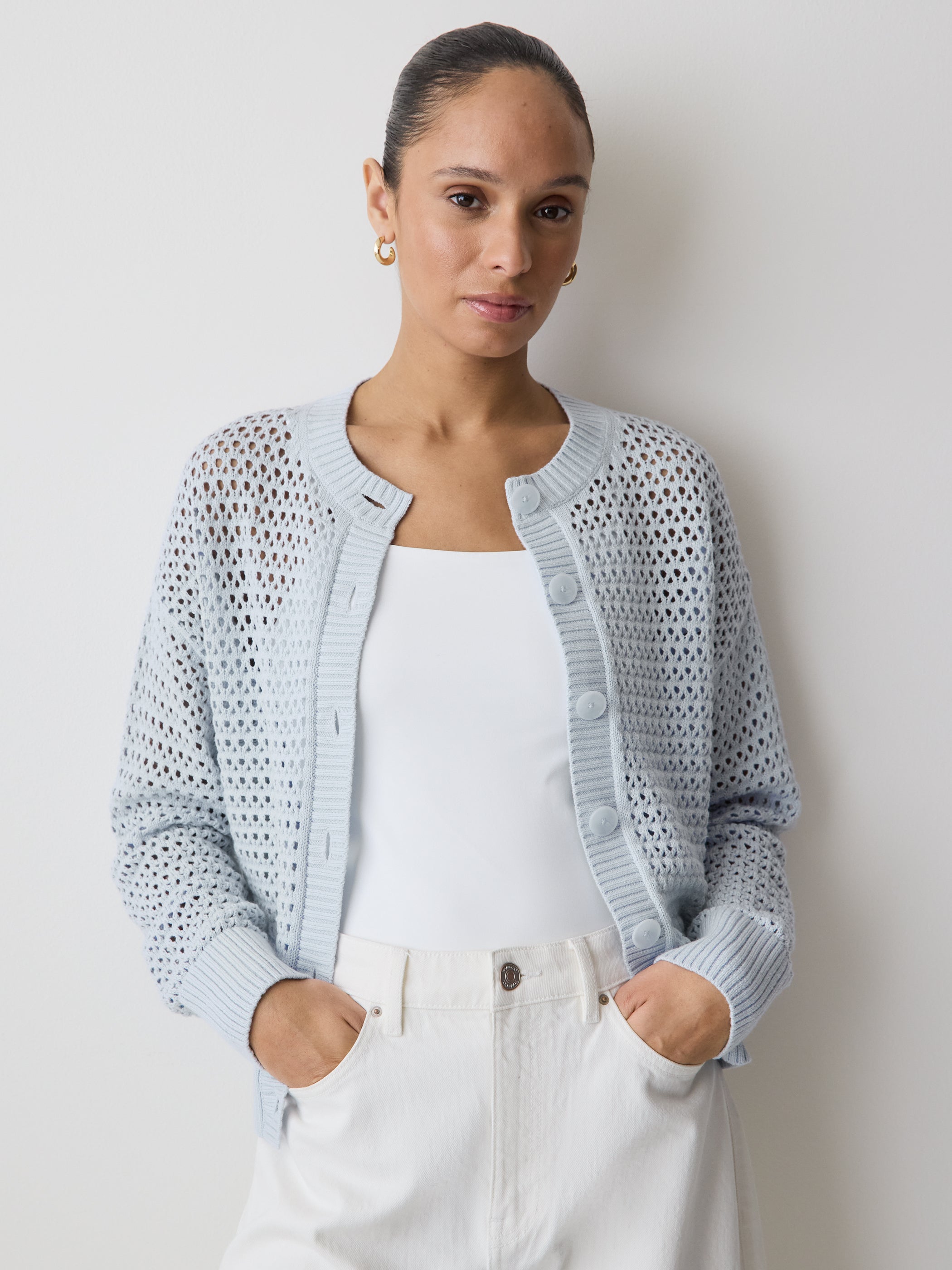 Long-Sleeve Open-Stitch Cardigan rw&co Special Offer