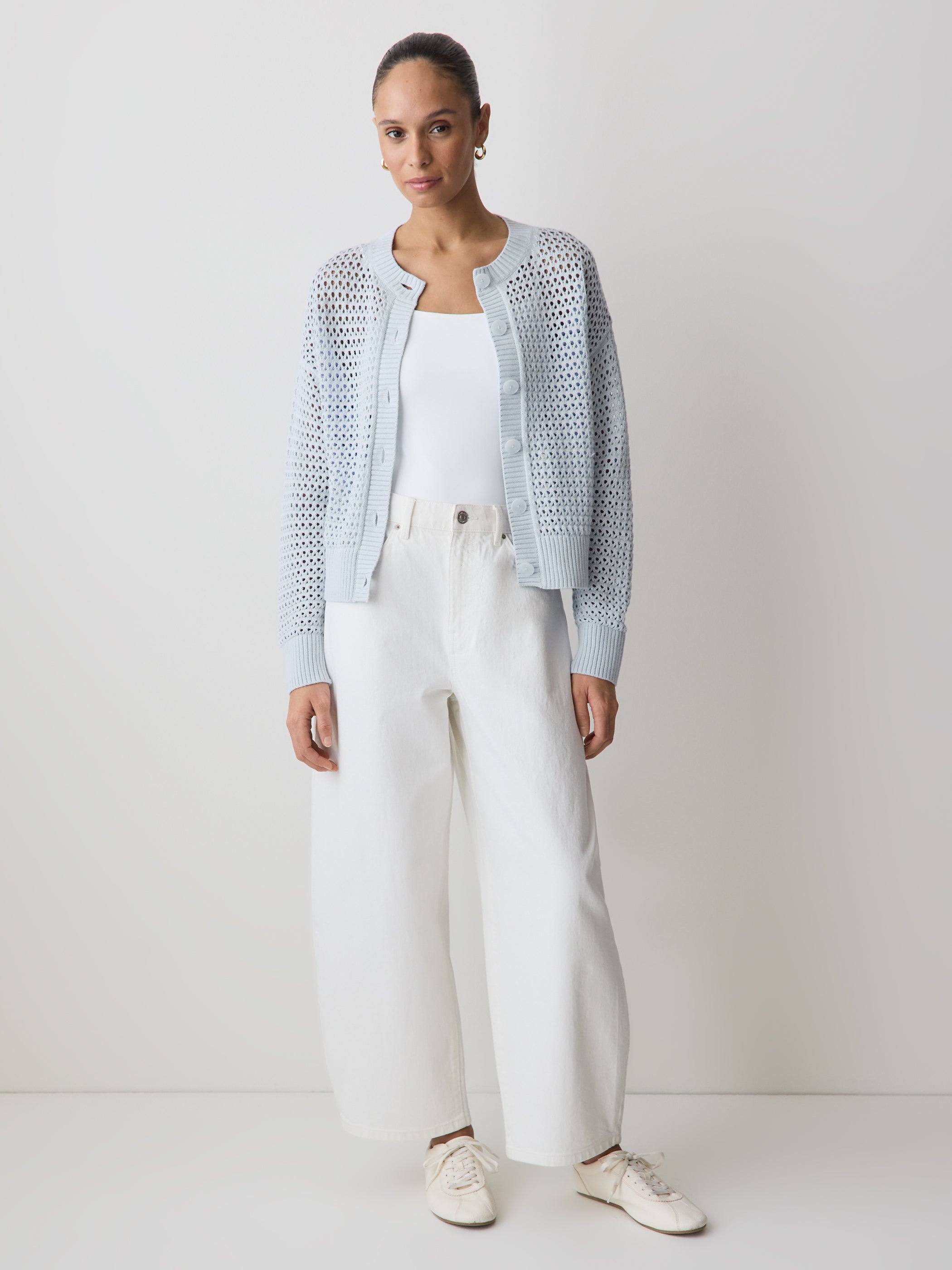 Long-Sleeve Open-Stitch Cardigan rw&co Special Offer