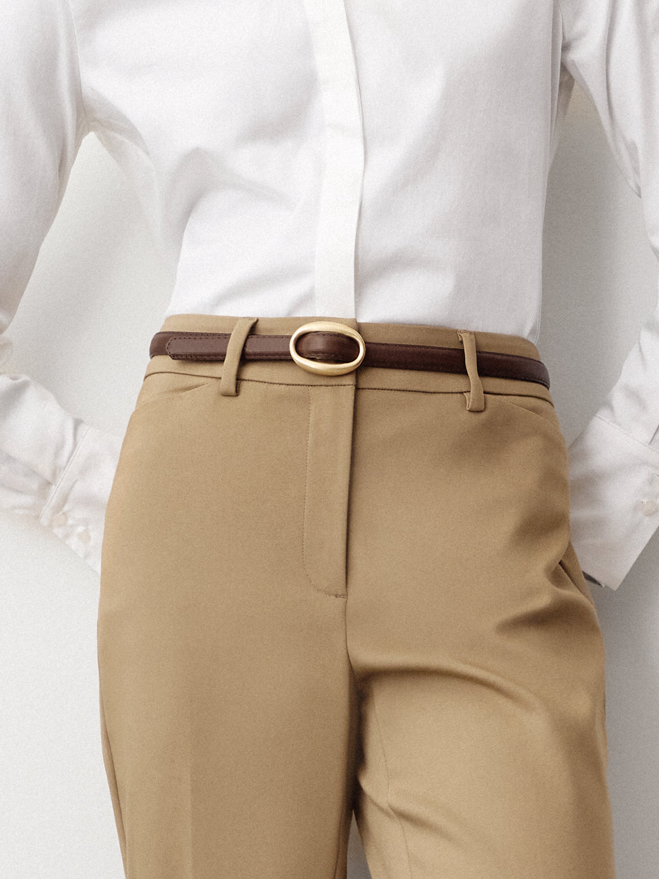 Thin Leather Belt with Sliding Buckle rw&co On Sale