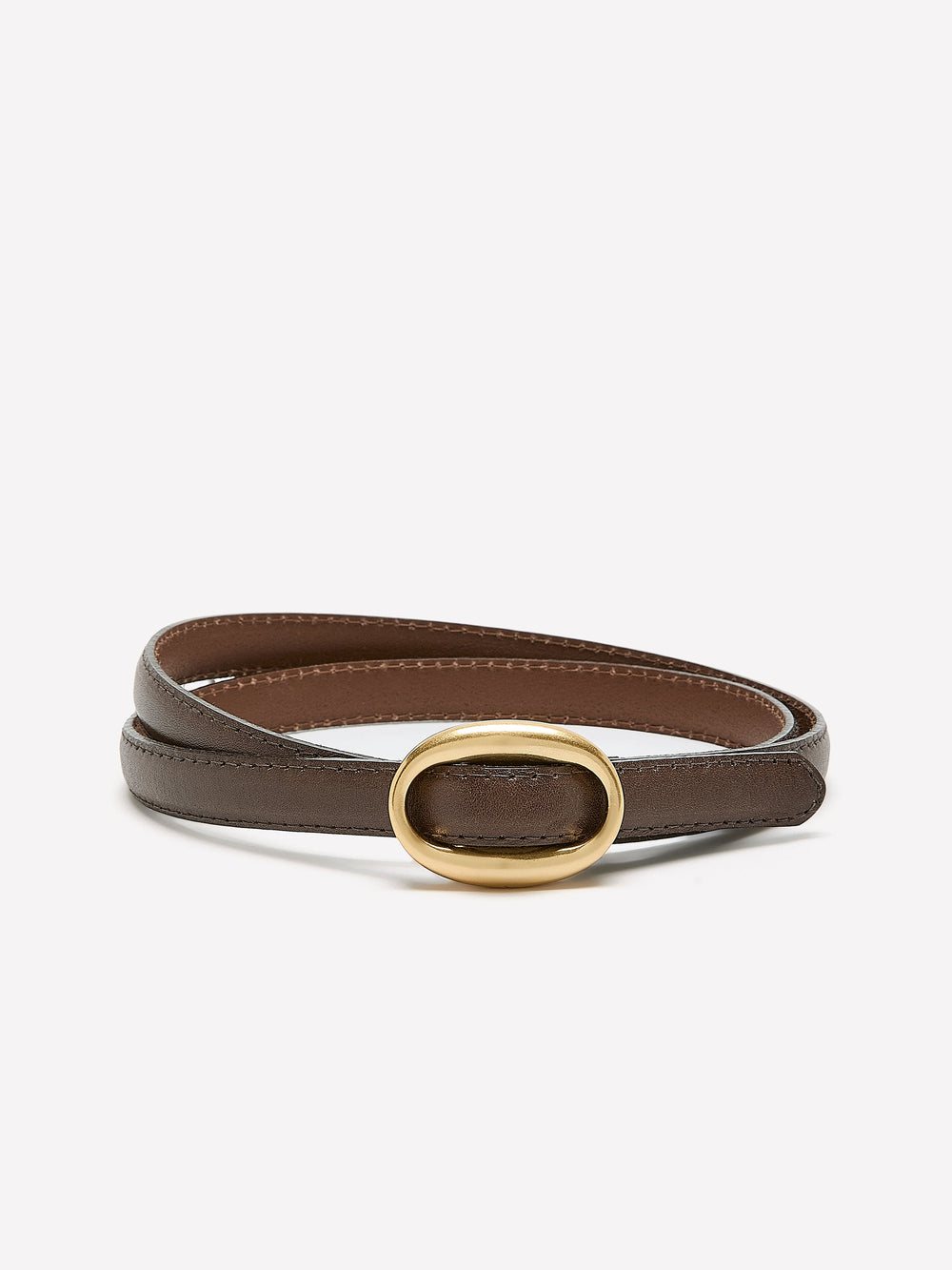 Thin Leather Belt with Sliding Buckle rw&co On Sale