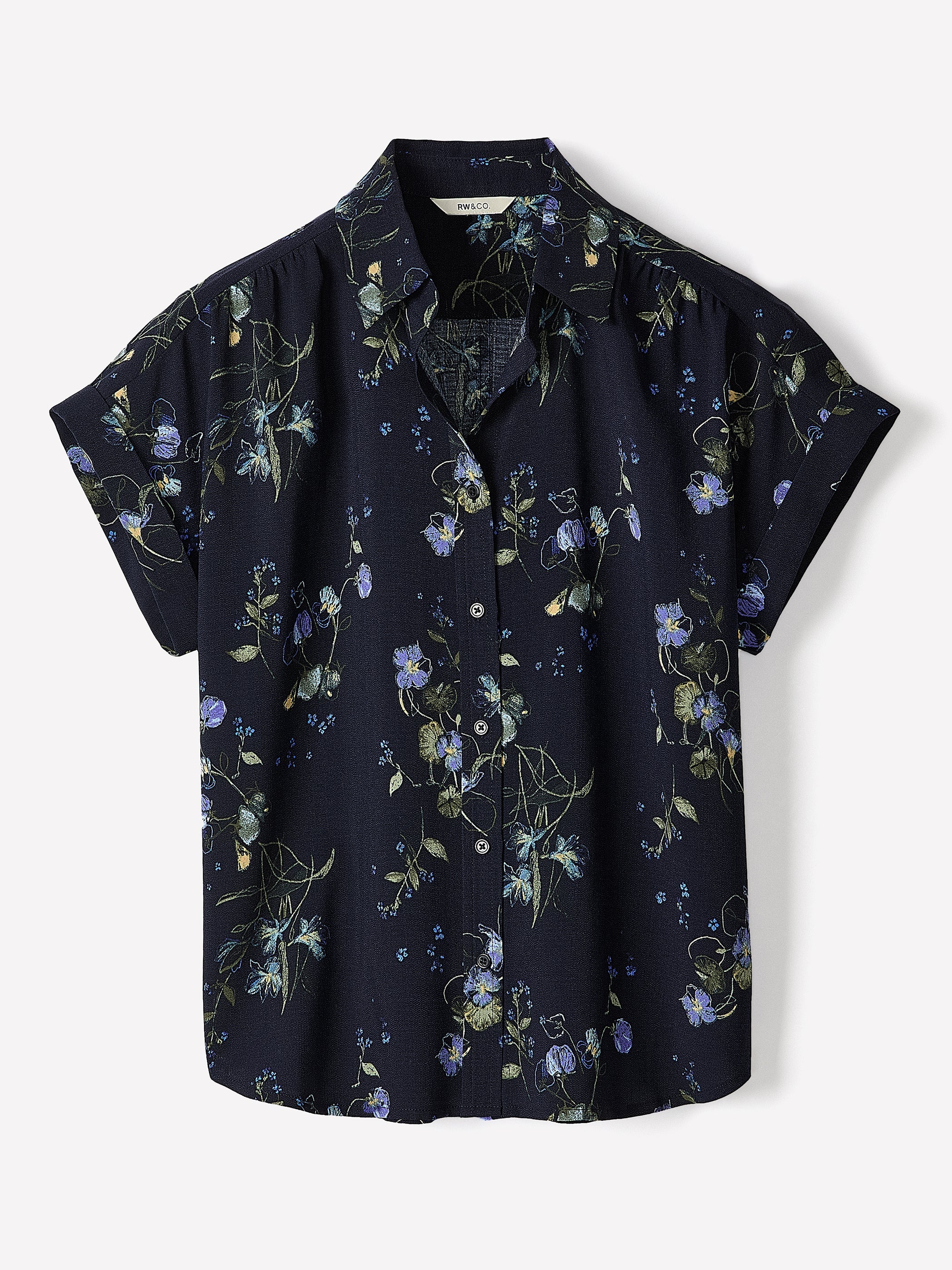 Short-Sleeve Buttoned-Down Blouse rw&co On Sale