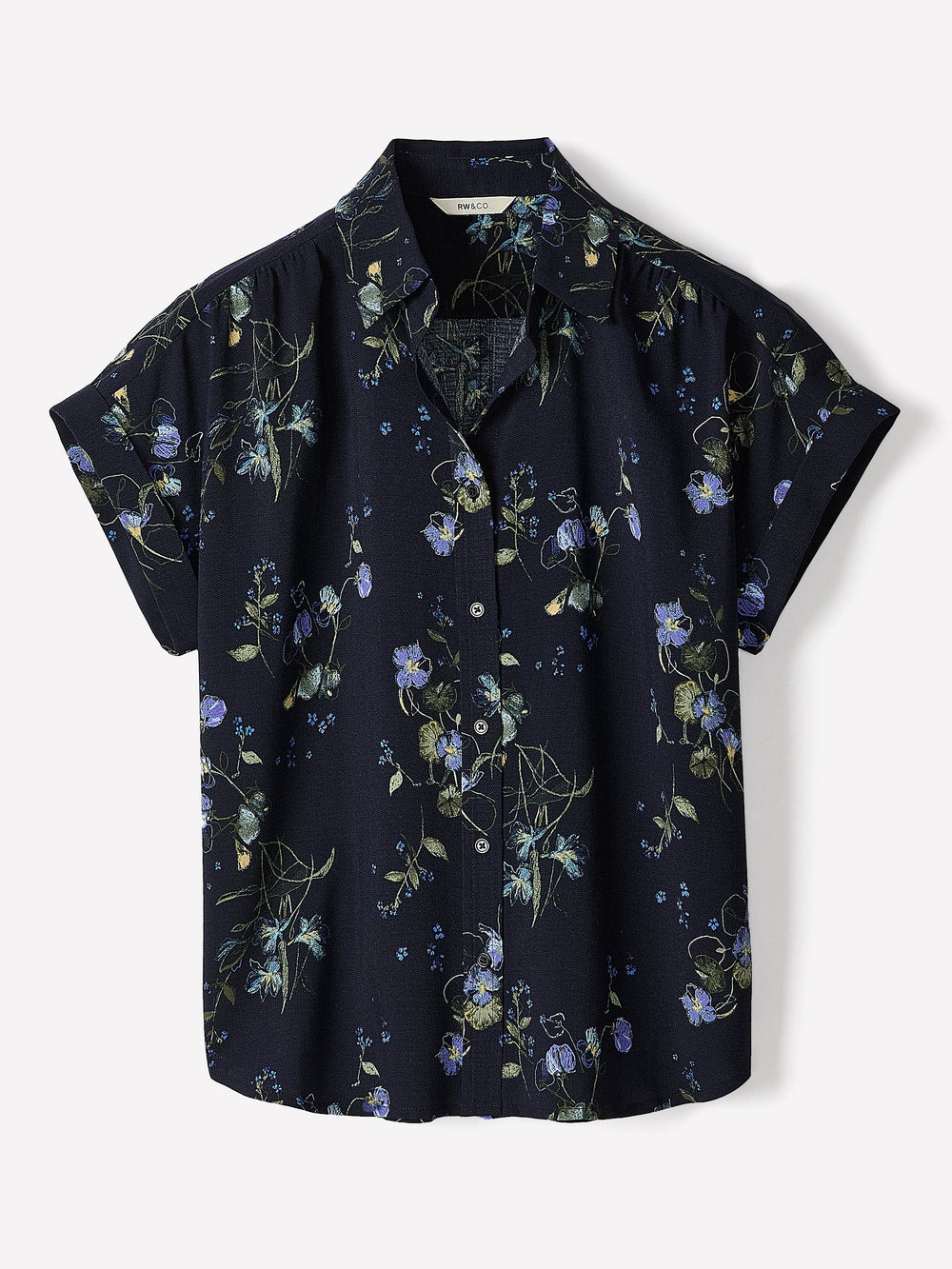 Short-Sleeve Buttoned-Down Blouse rw&co On Sale