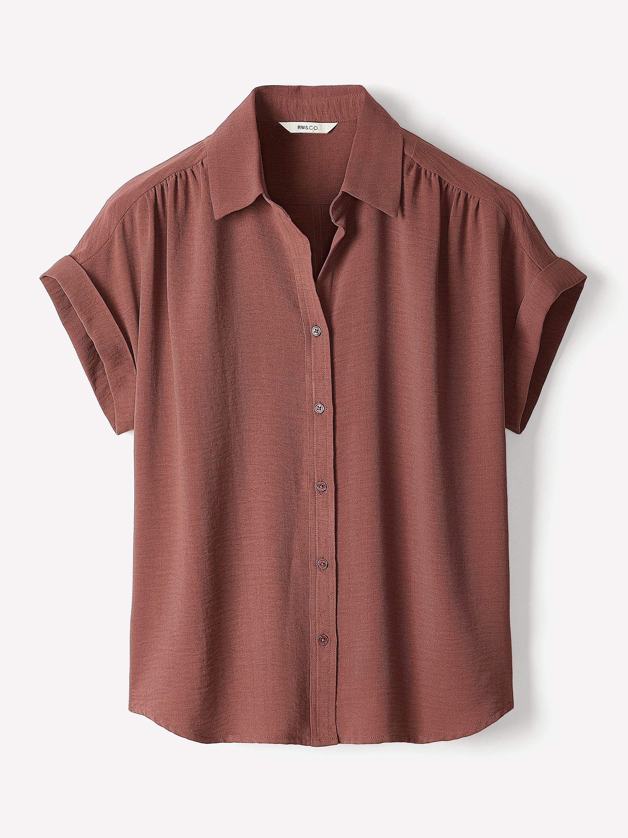 Short-Sleeve Buttoned-Down Blouse rw&co On Sale