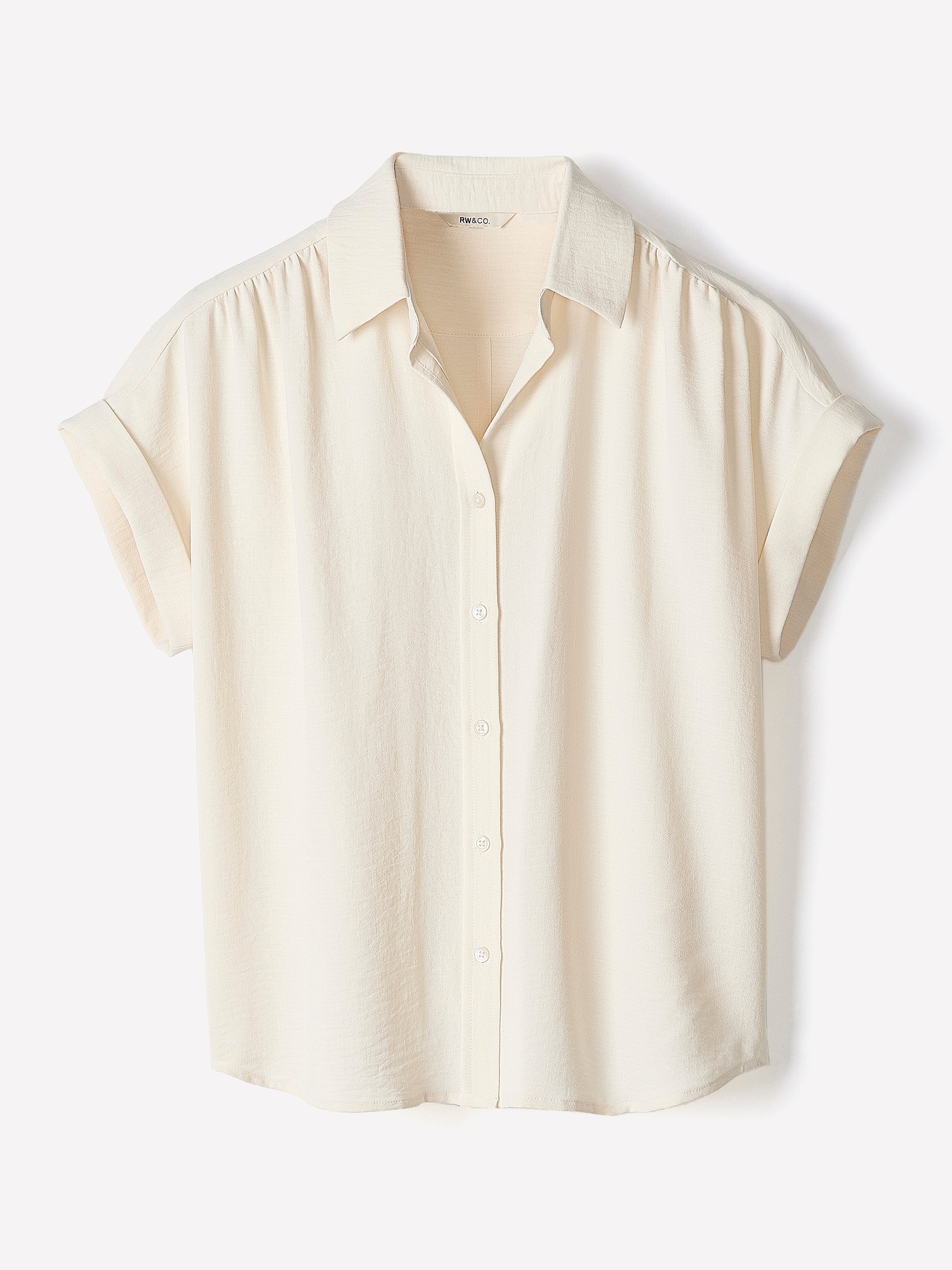 Short-Sleeve Buttoned-Down Blouse rw&co On Sale