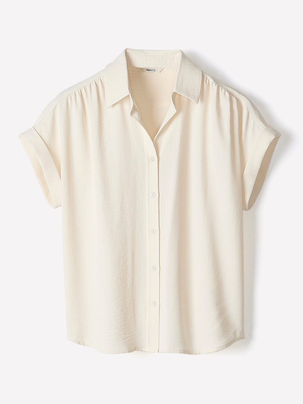 Short-Sleeve Buttoned-Down Blouse rw&co On Sale