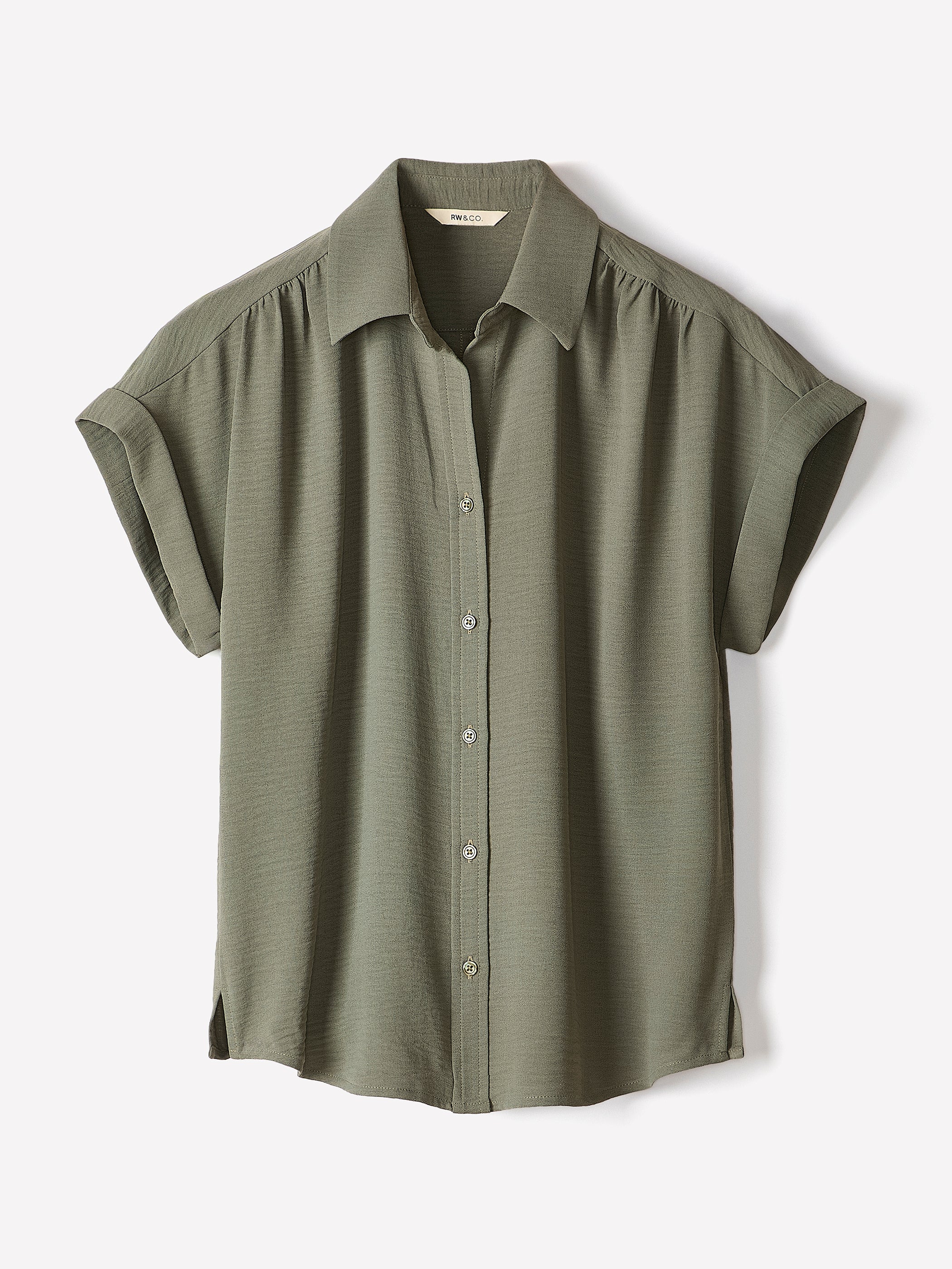 Short-Sleeve Buttoned-Down Blouse rw&co On Sale