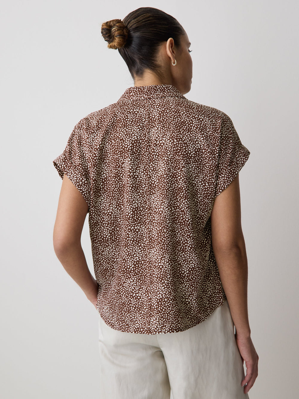 Short-Sleeve Buttoned-Down Blouse rw&co On Sale
