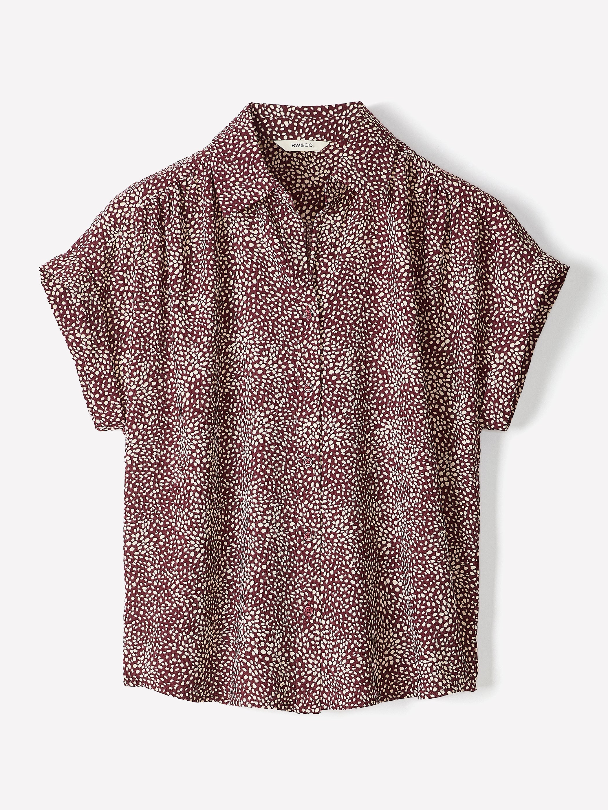 Short-Sleeve Buttoned-Down Blouse rw&co On Sale