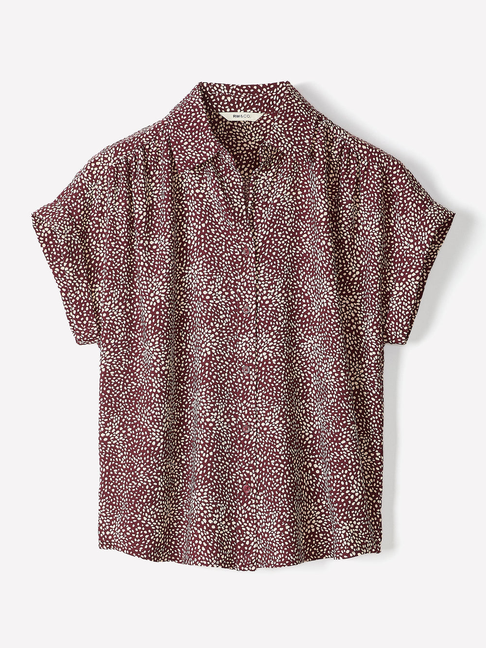 Short-Sleeve Buttoned-Down Blouse rw&co On Sale