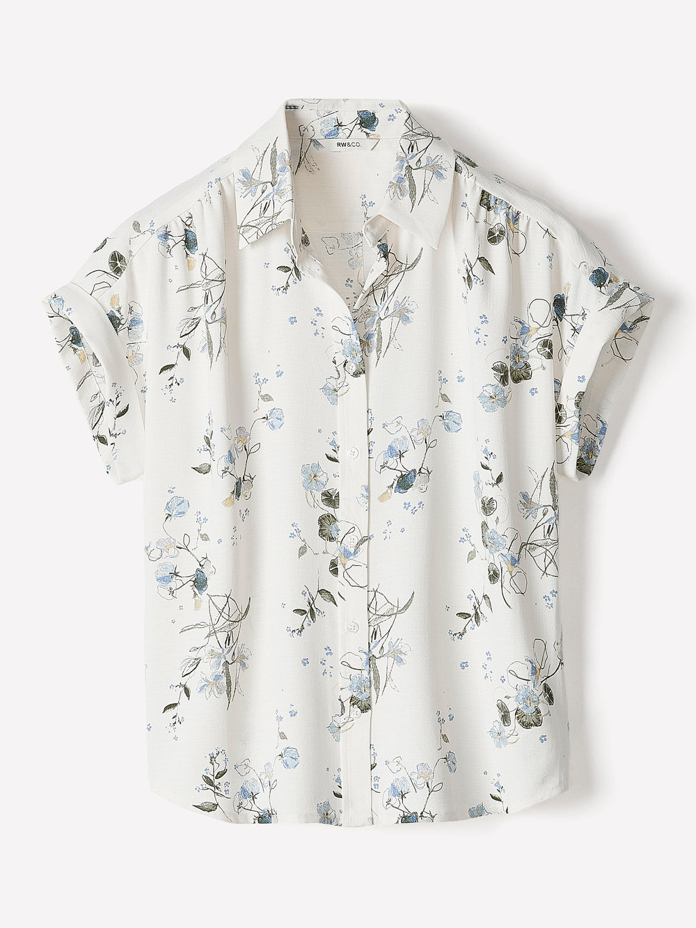 Short-Sleeve Buttoned-Down Blouse rw&co On Sale