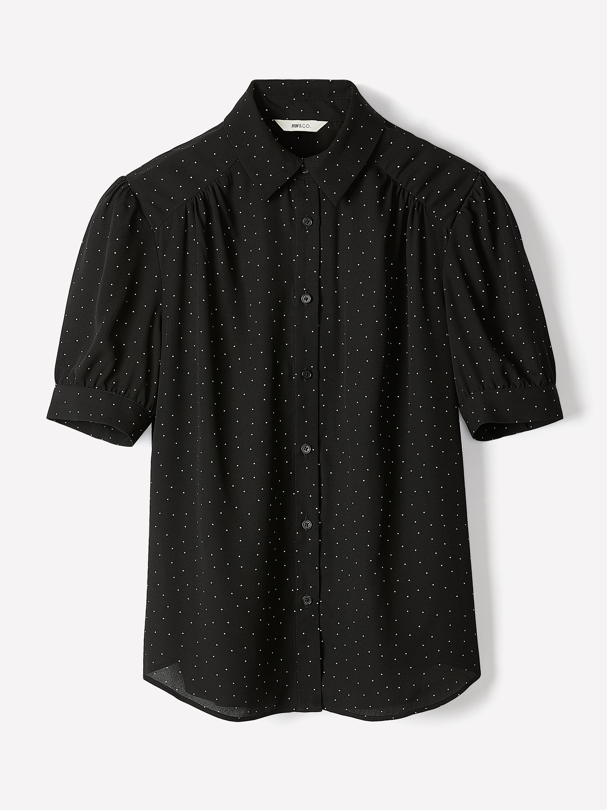 Silky Crepe Short-Sleeve Buttoned-Down Blouse rw&co On Sale