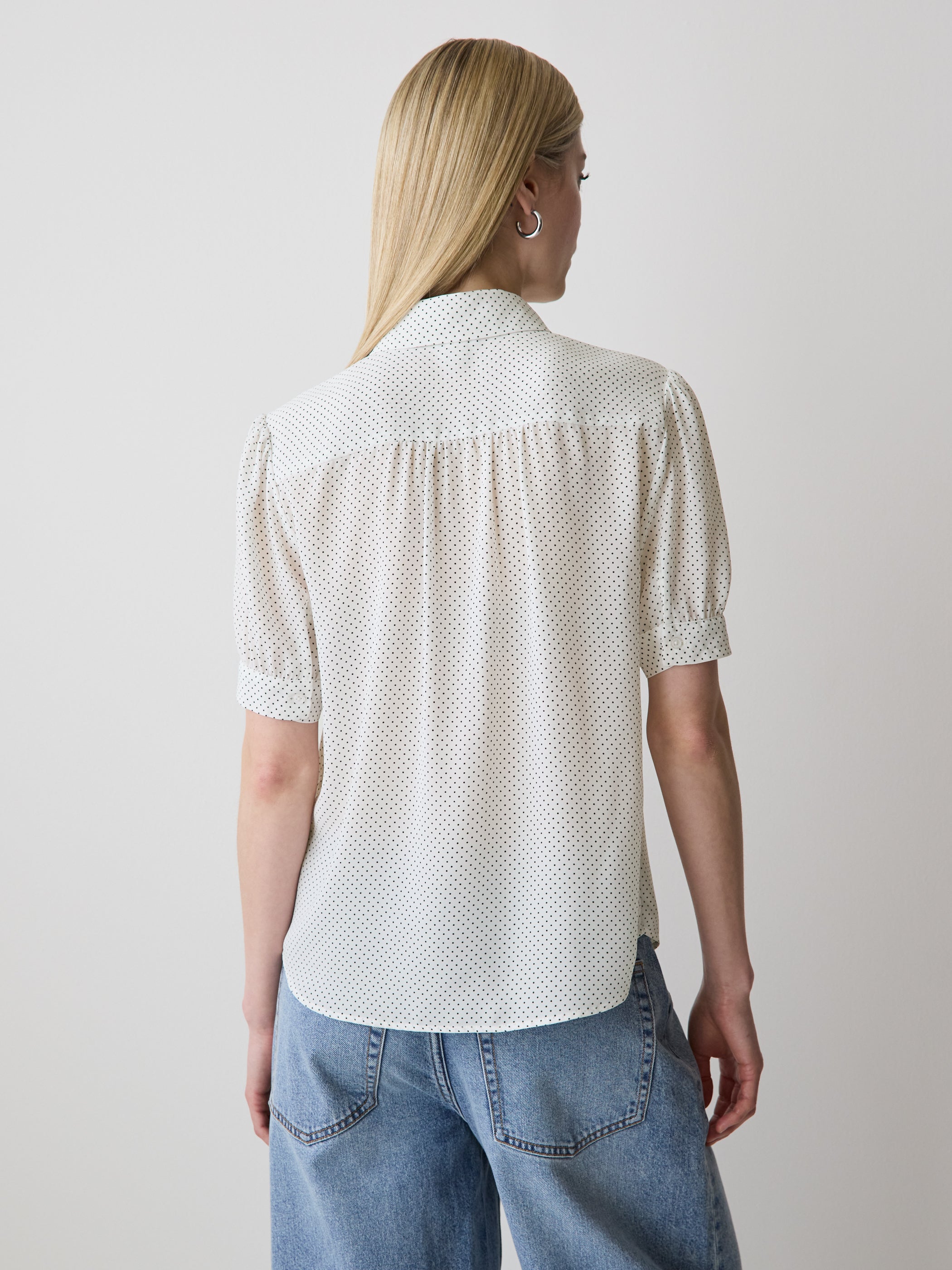 Silky Crepe Short-Sleeve Buttoned-Down Blouse rw&co On Sale