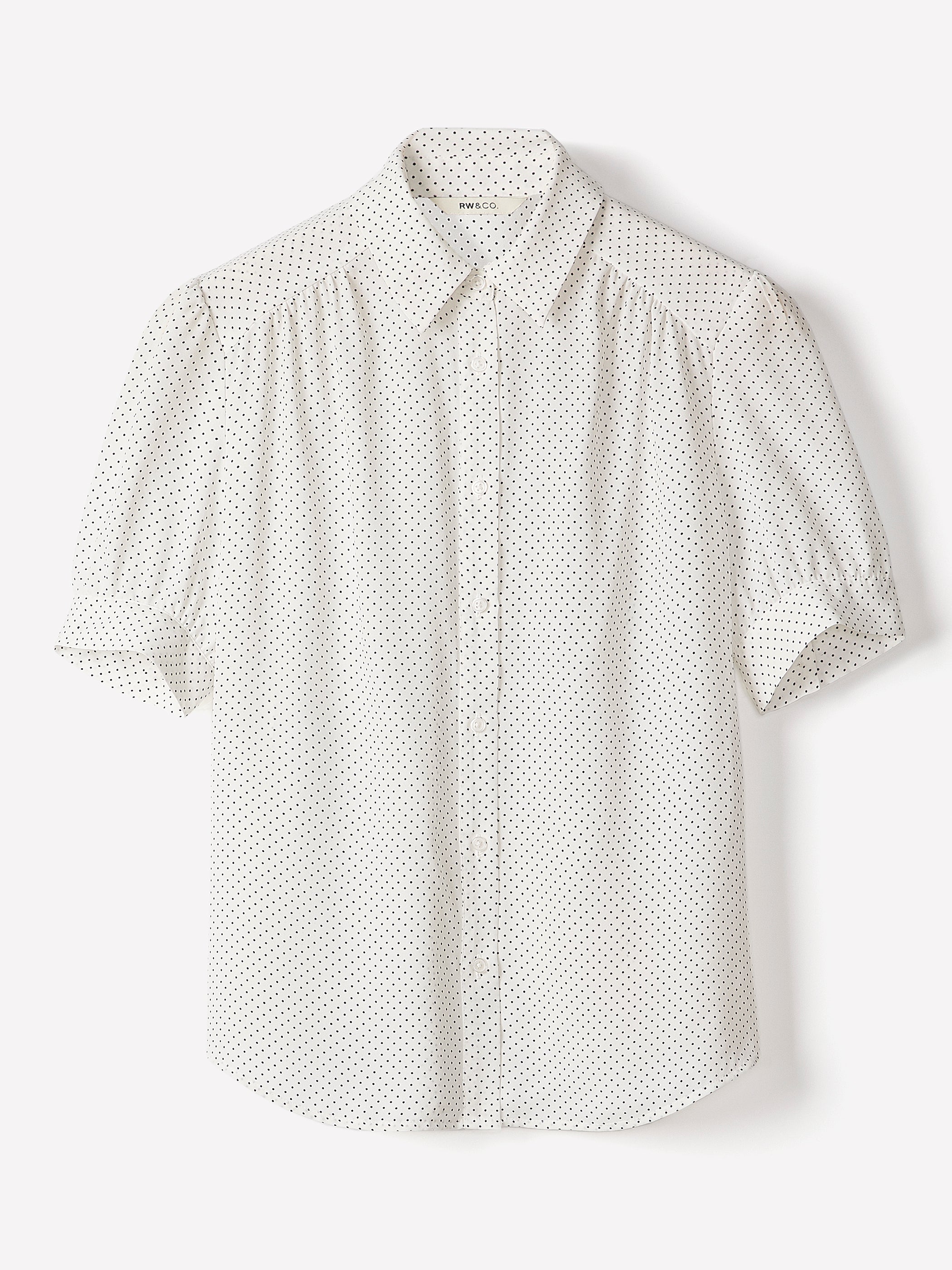 Silky Crepe Short-Sleeve Buttoned-Down Blouse rw&co On Sale