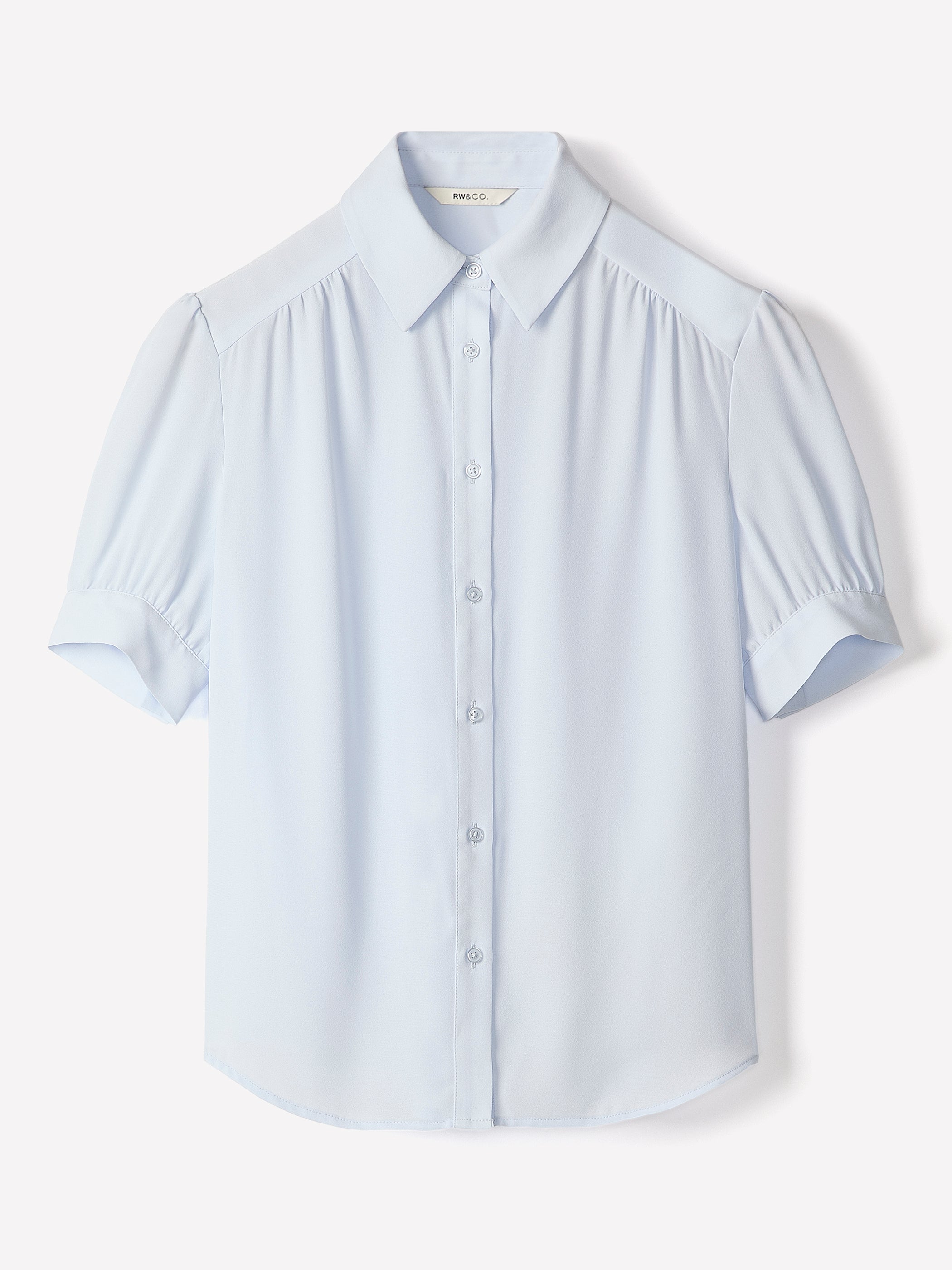 Silky Crepe Short-Sleeve Buttoned-Down Blouse rw&co On Sale