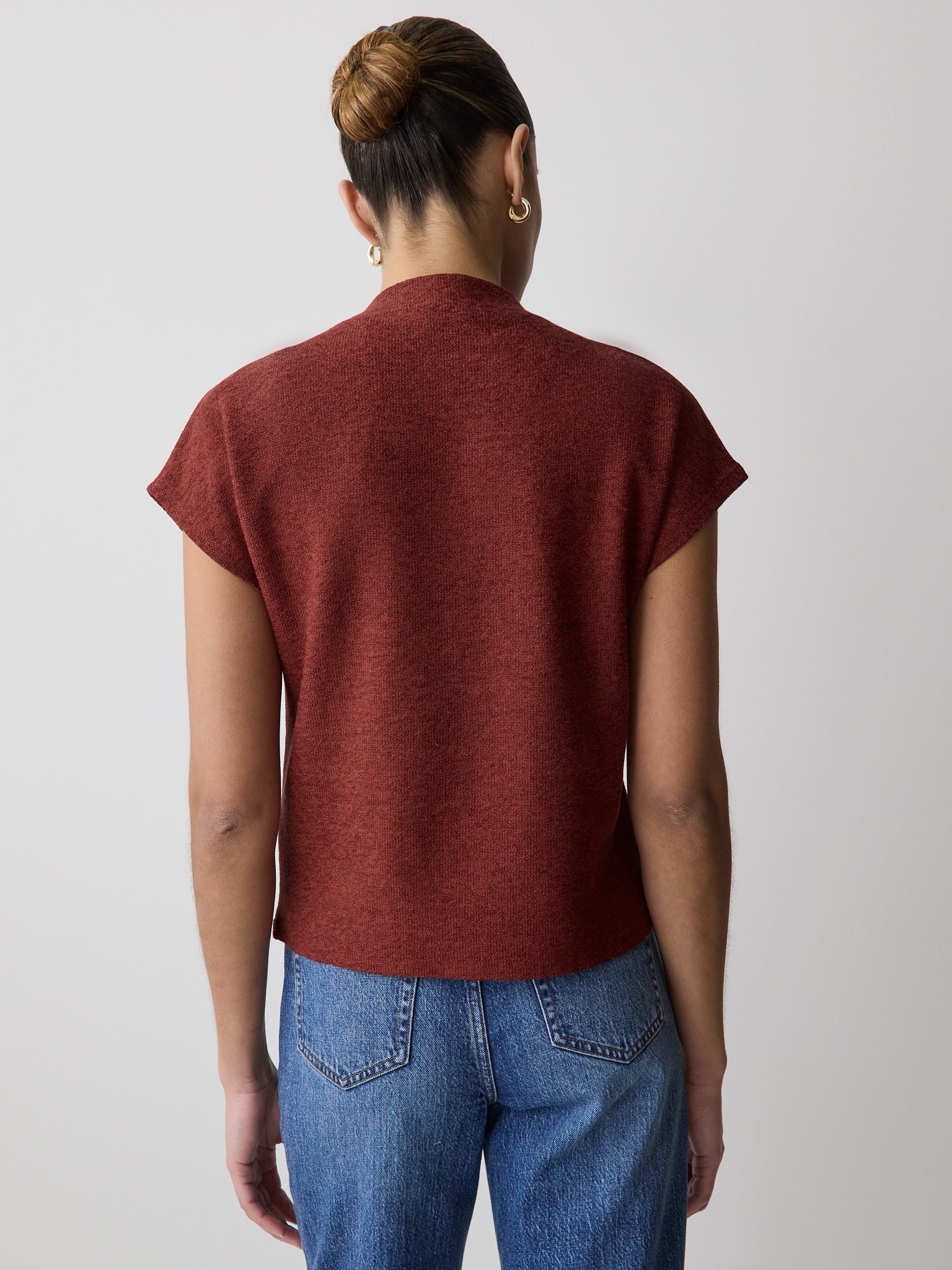 Extended-Sleeve Mock-Neck Textured Top rw&co Exclusive Sale Price