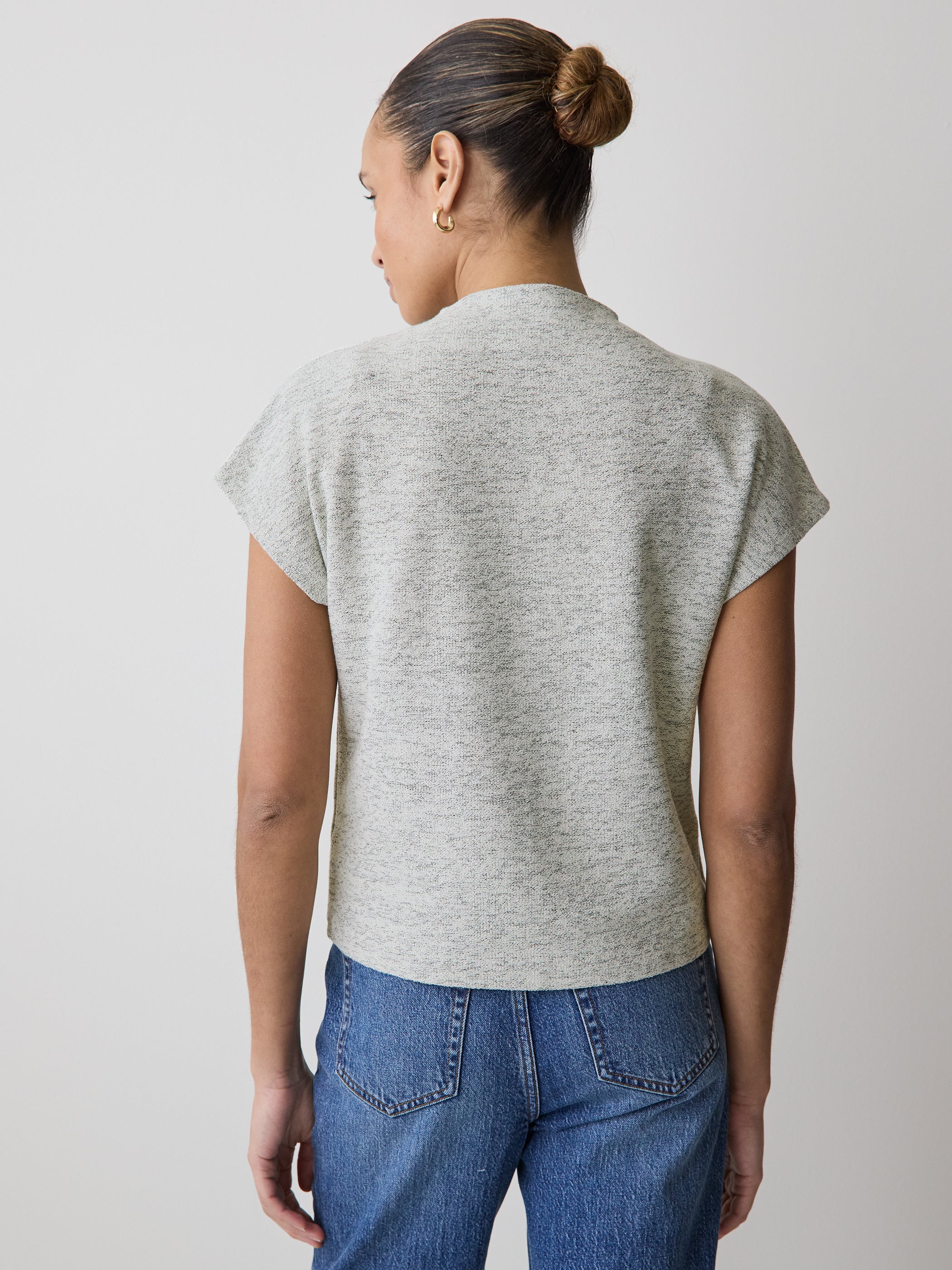 Extended-Sleeve Mock-Neck Textured Top rw&co Exclusive Sale Price